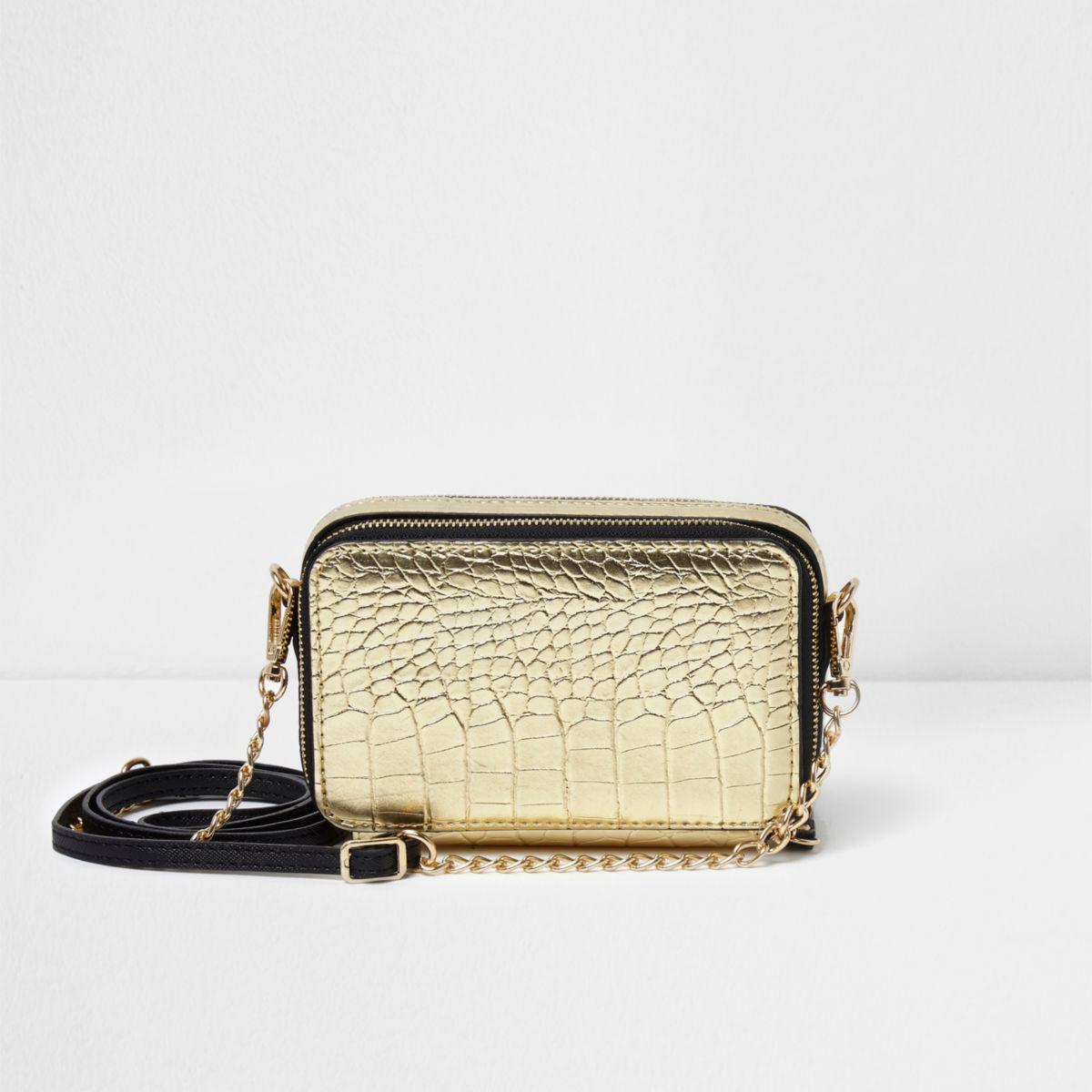 river island gold bag