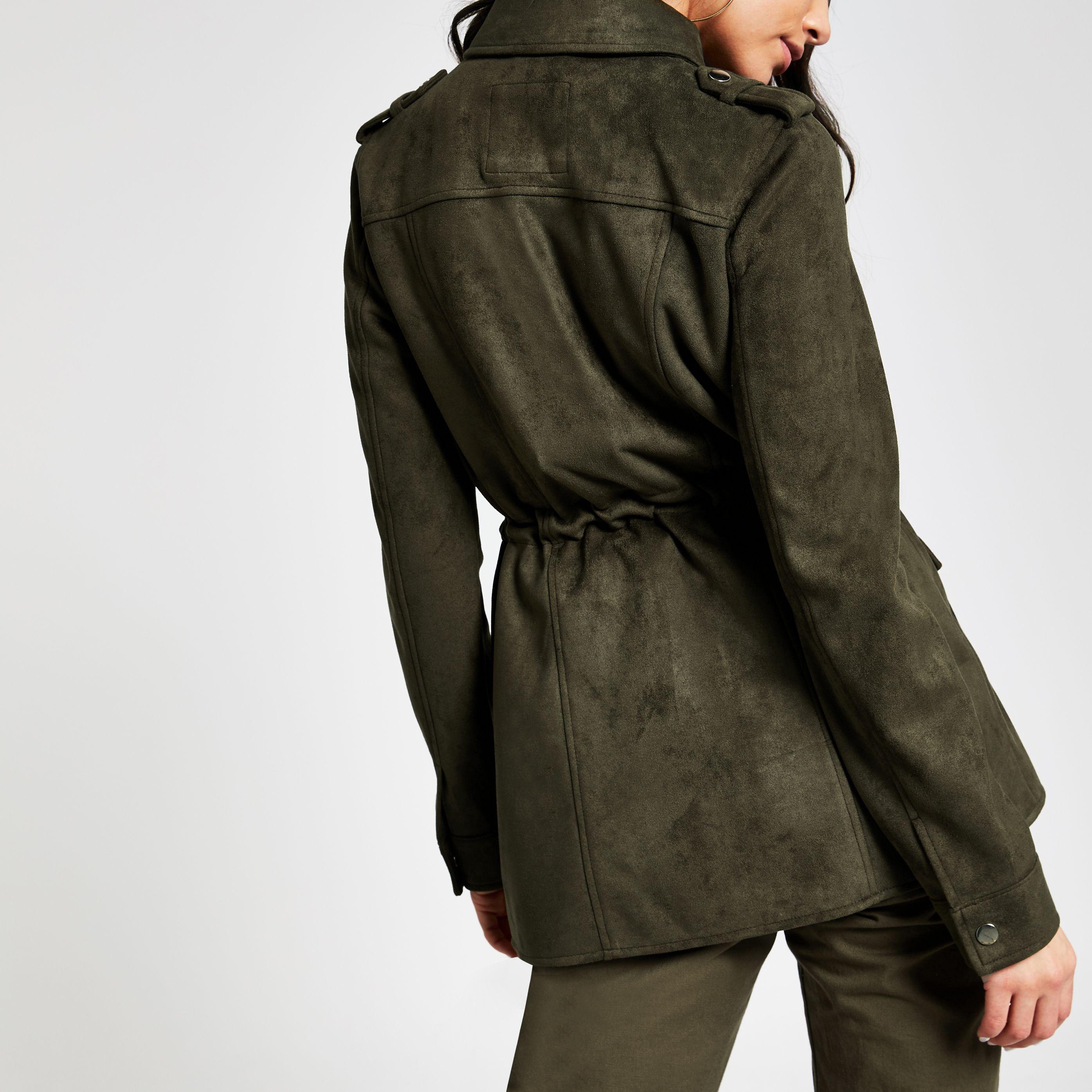 khaki faux suede jacket