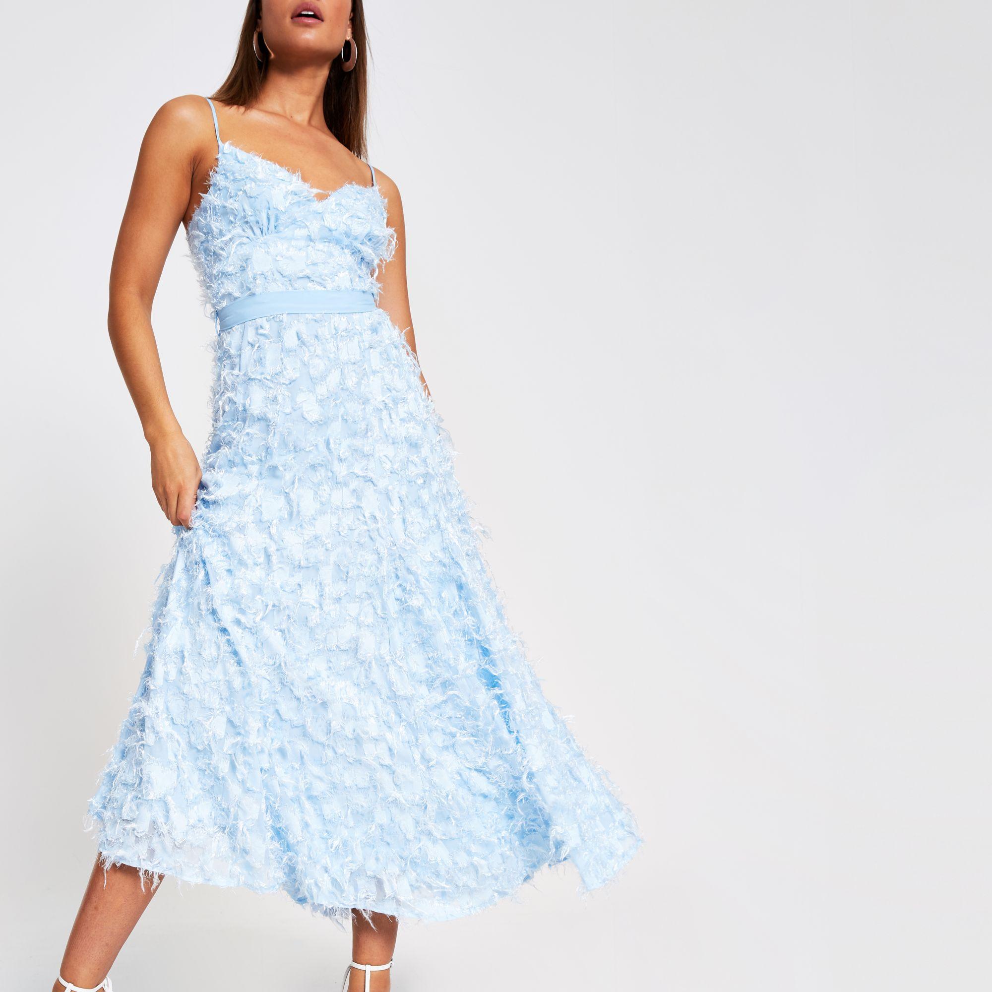 River Island Forever Unique Blue Textured Maxi Dress | Lyst