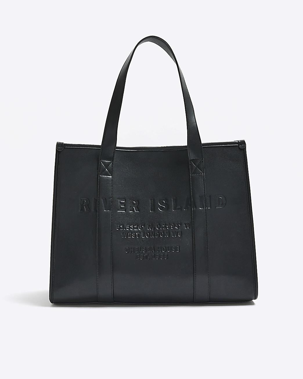 River Island Black Faux Leather Embossed Shopper Bag Lyst UK