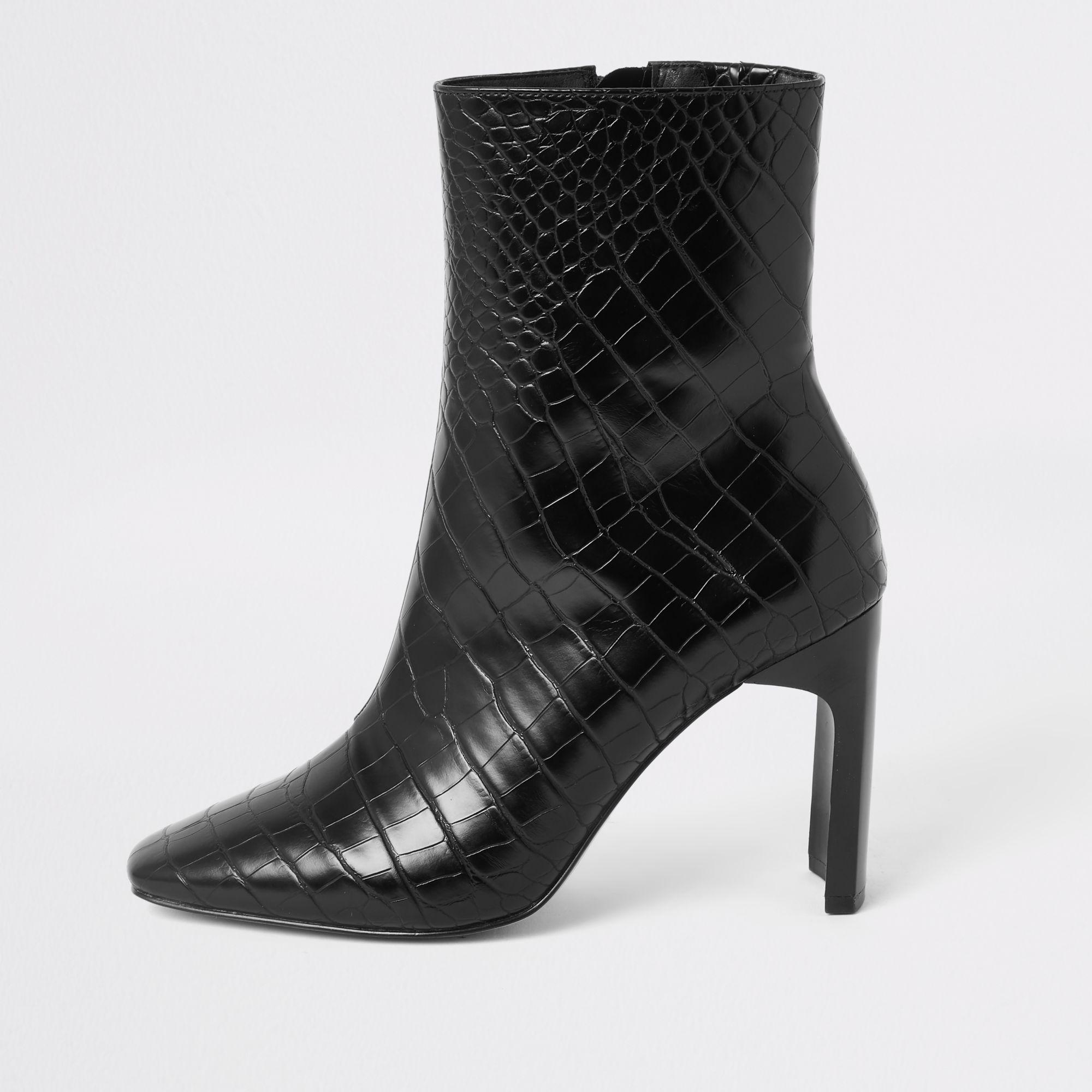 river island black croc boots
