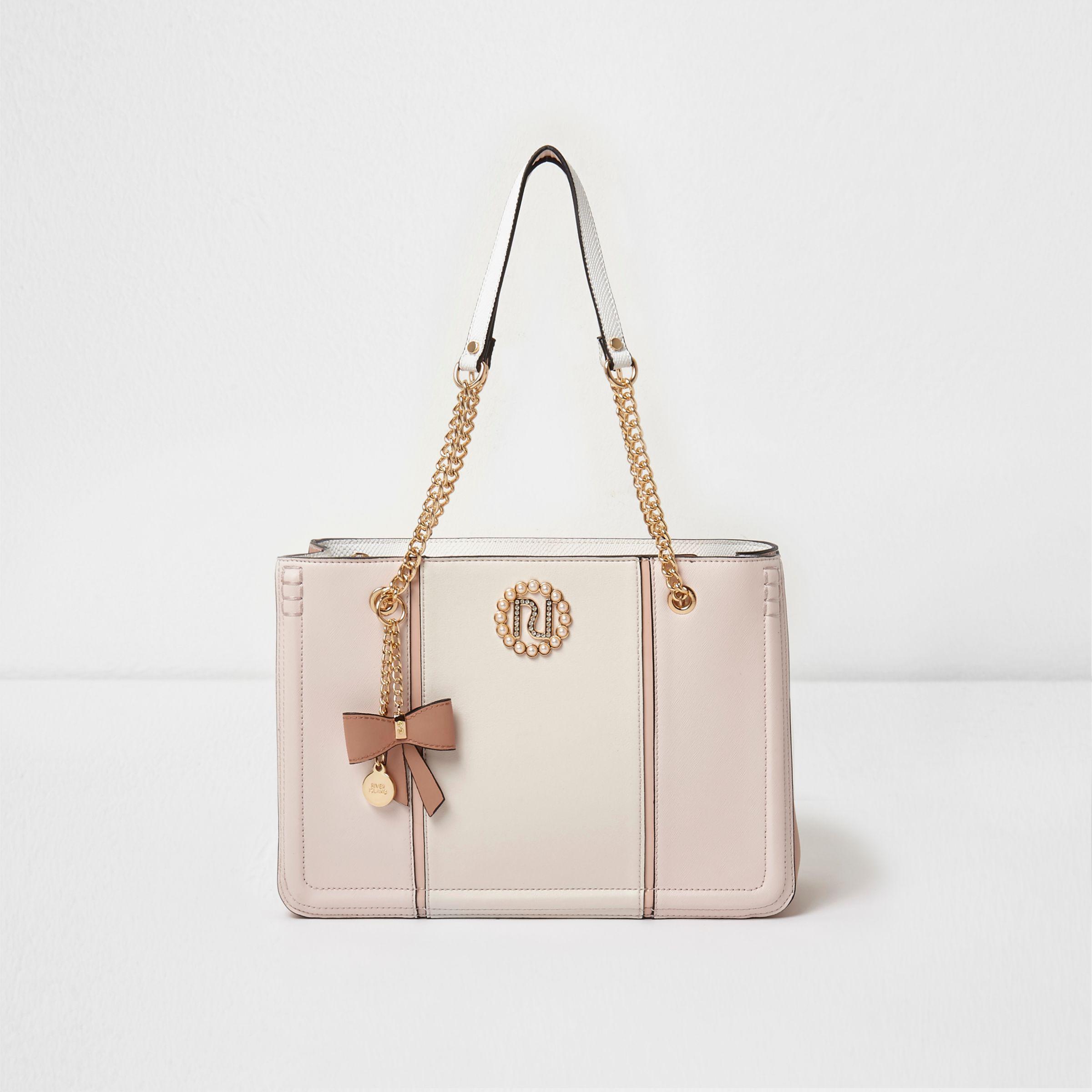 river island pink tote bag