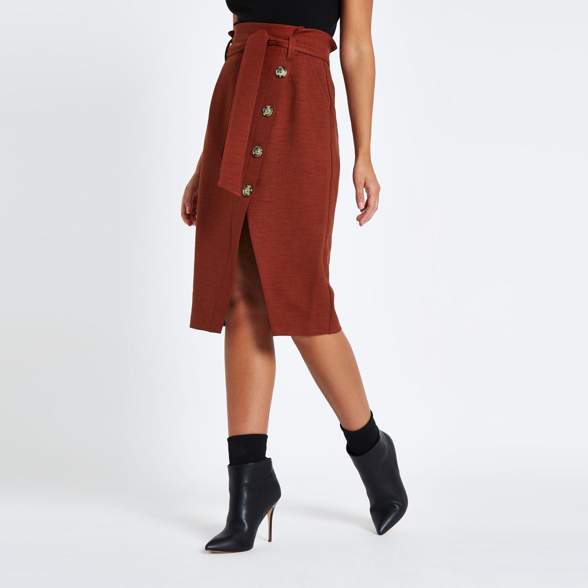 button front skirt pencil
