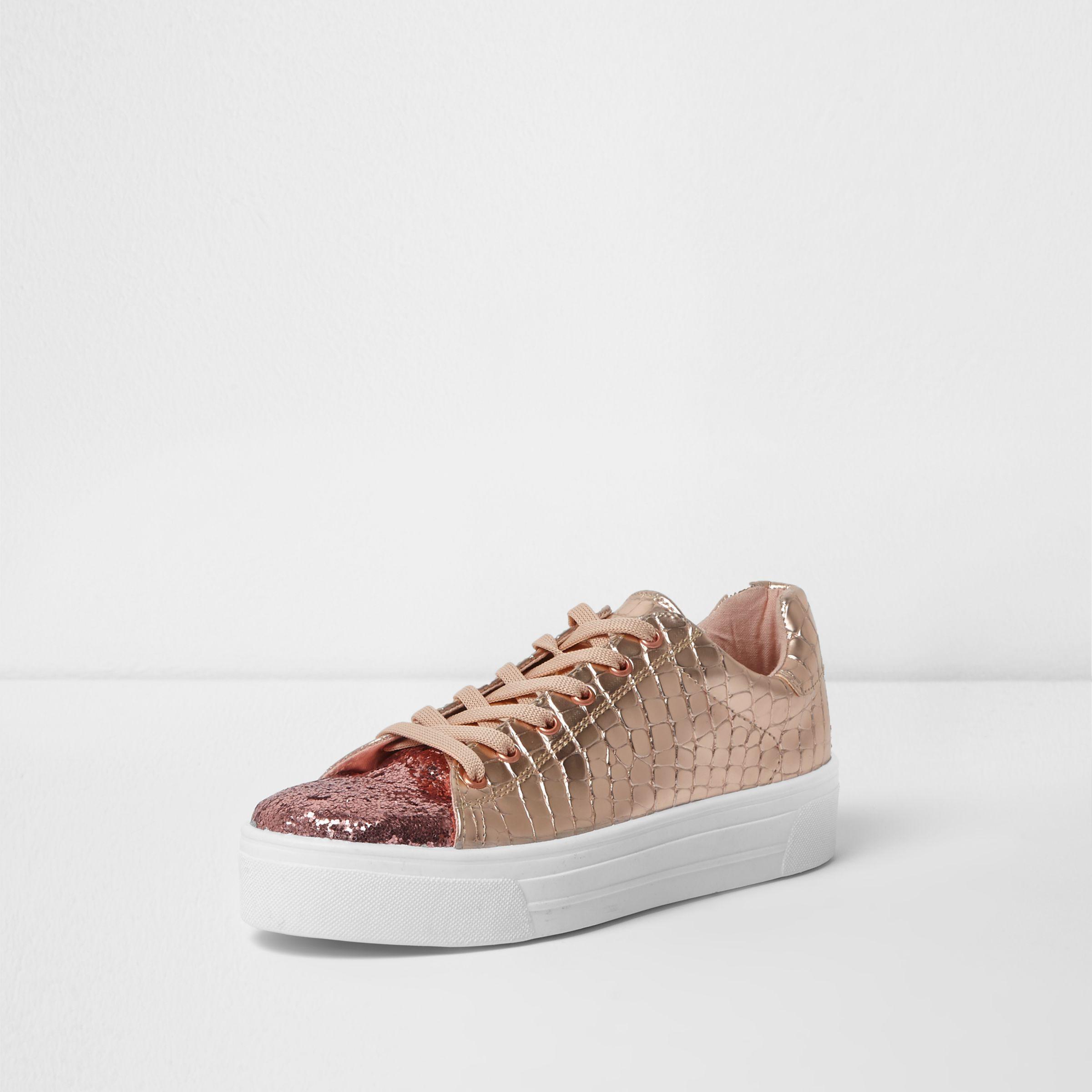 river island gold trainers