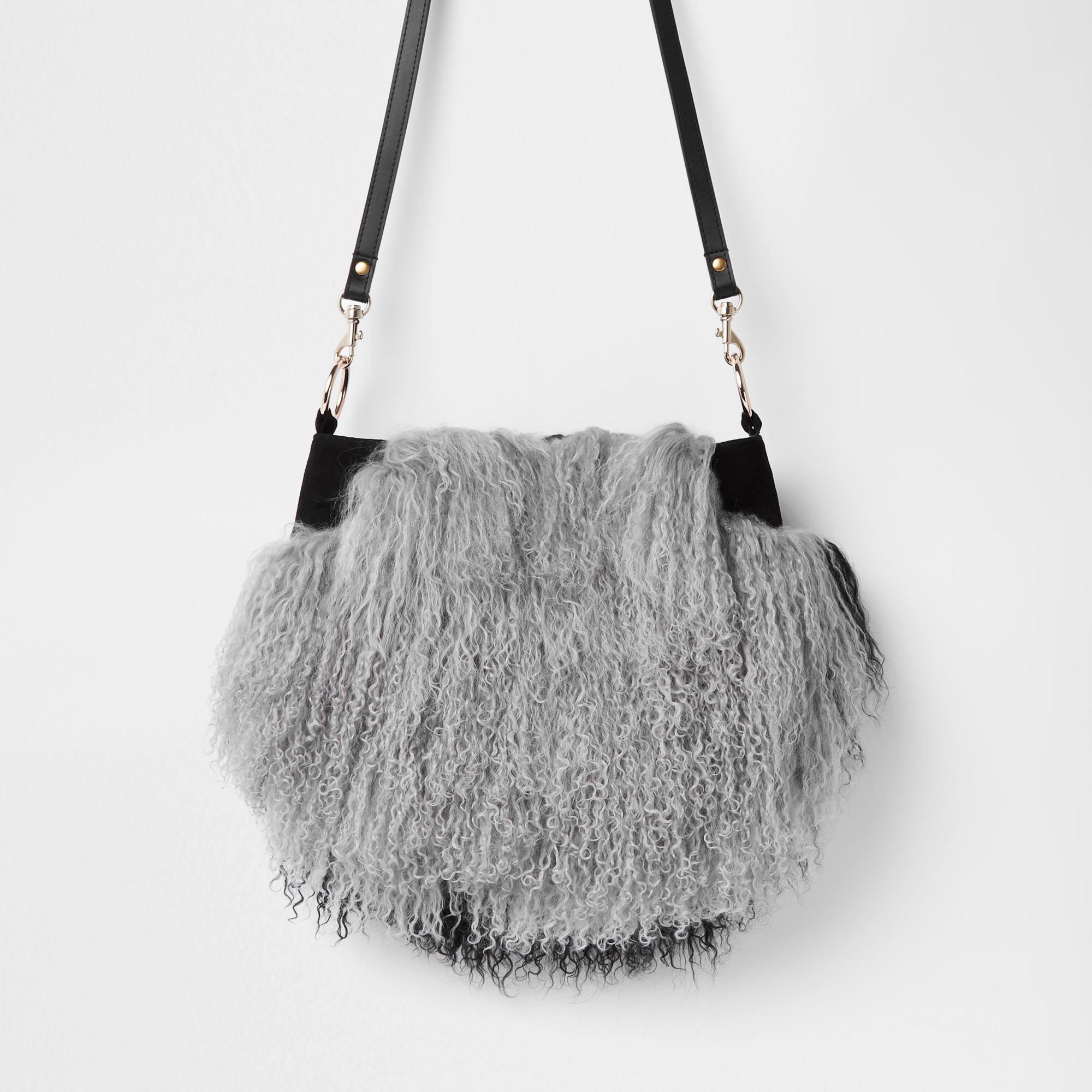 river island mongolian fur bag