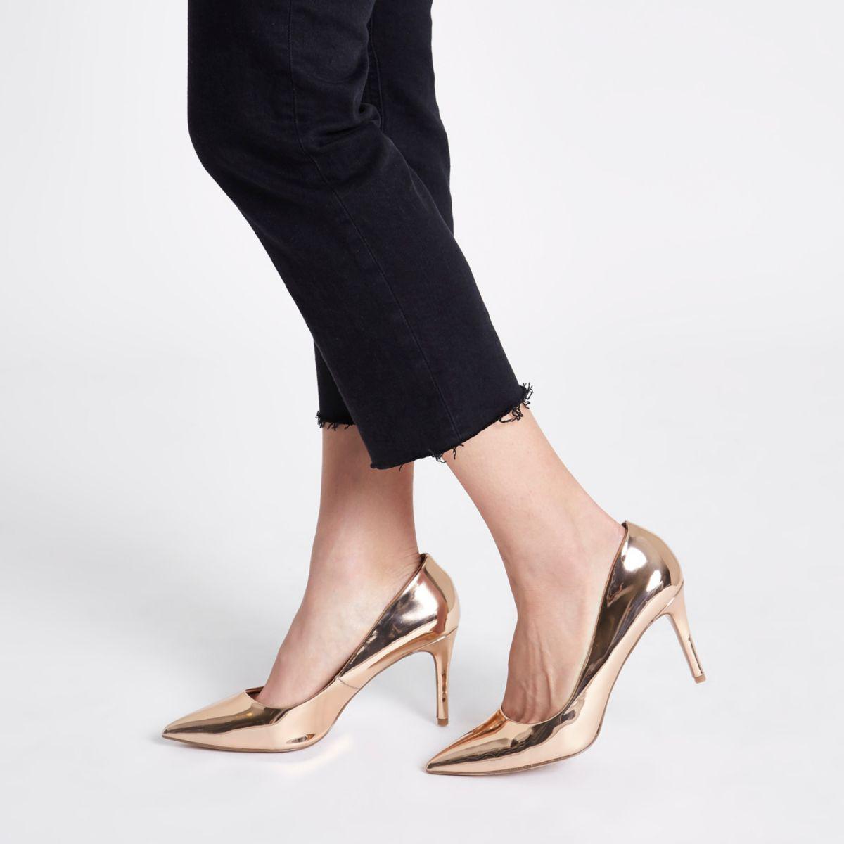 Shop - metallic court shoes mid heel 