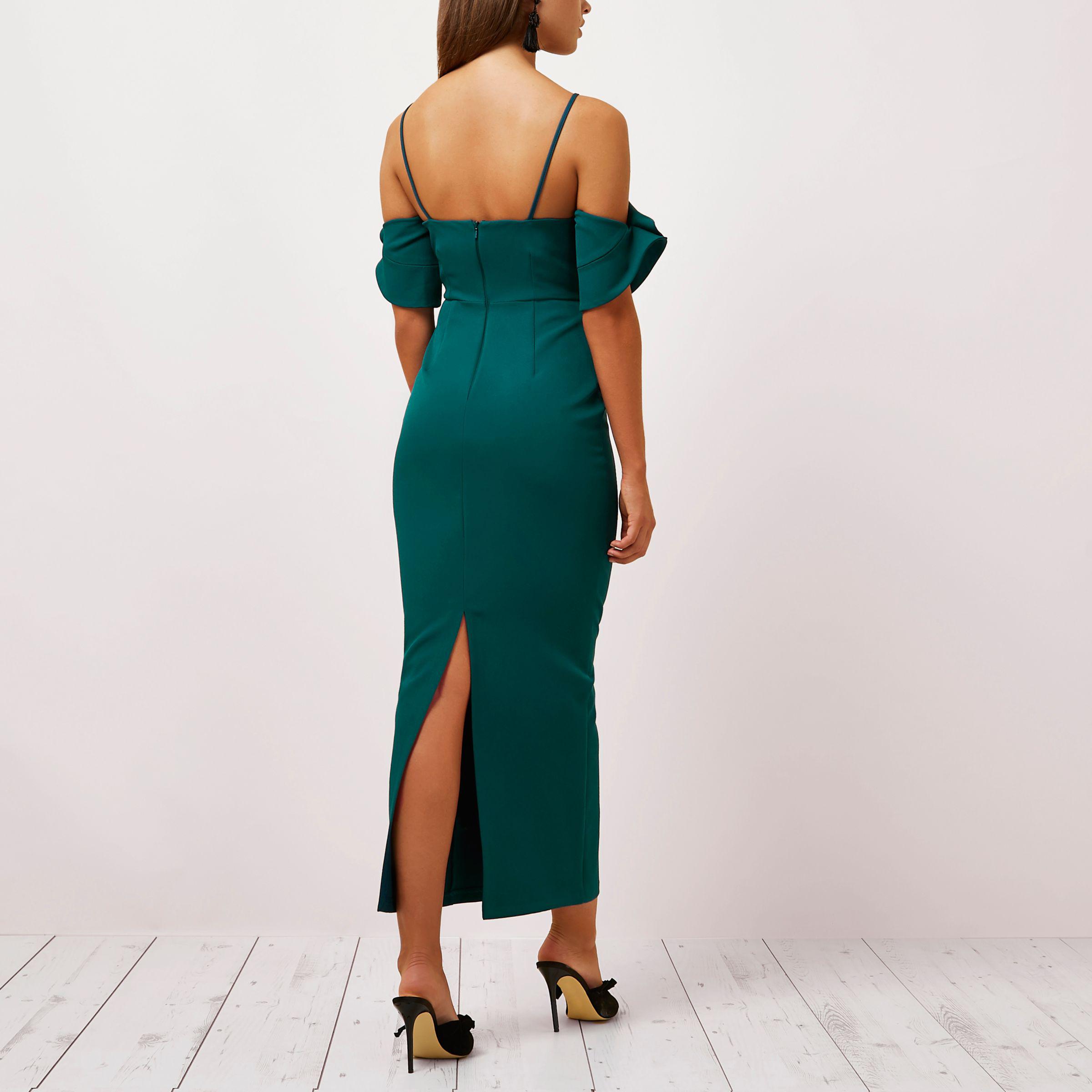 river island green maxi dress