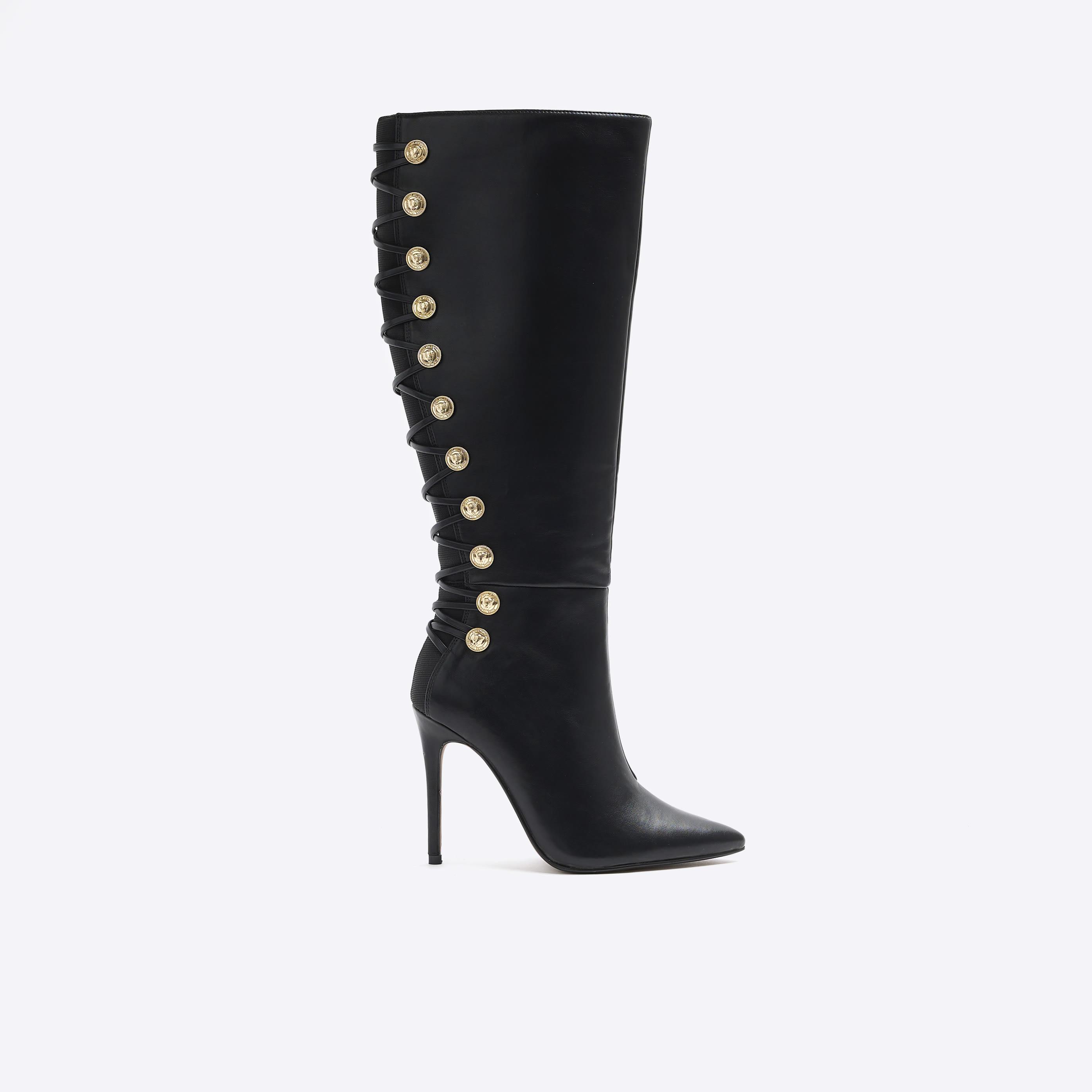 River island black slouch boots 2025