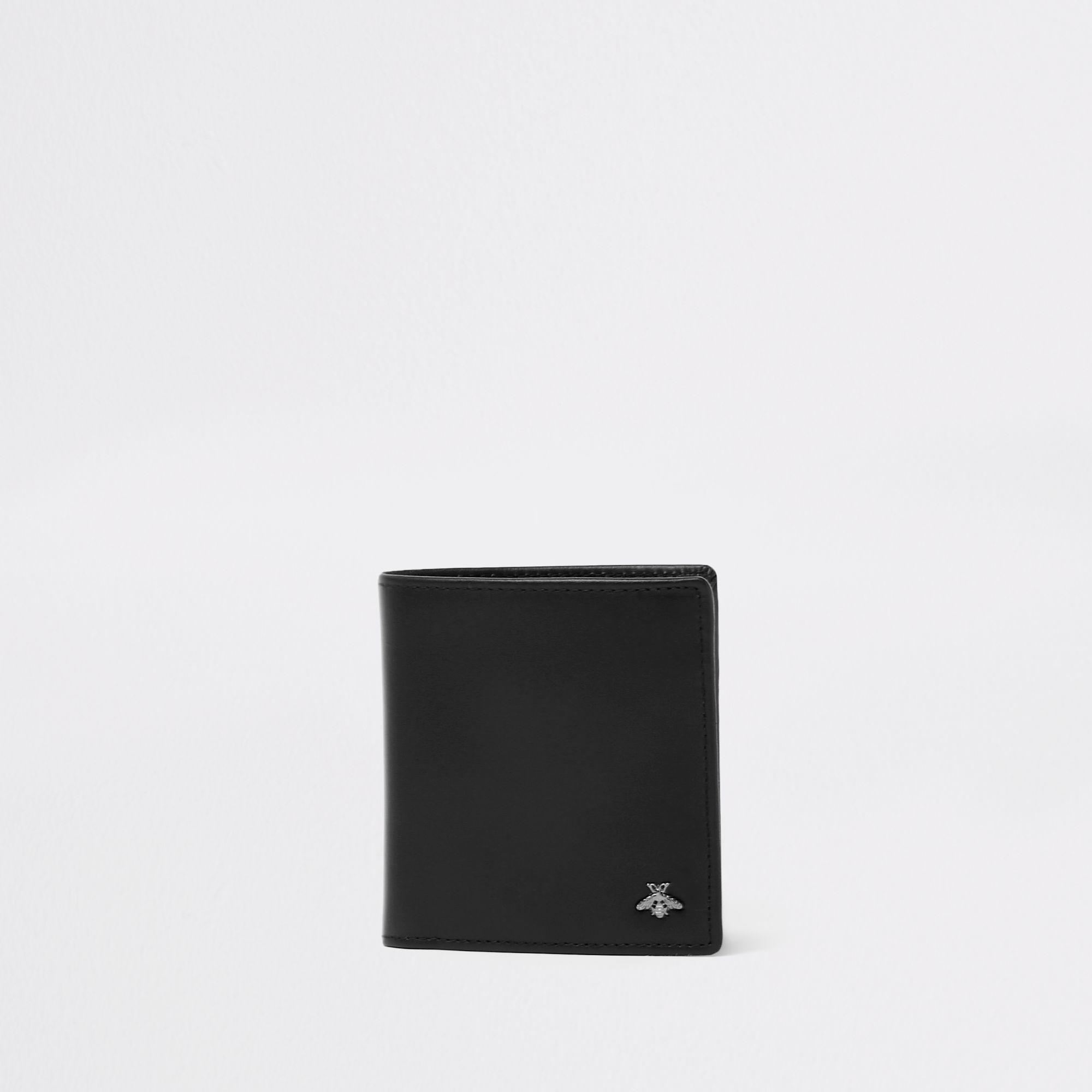 River Island Leather Black Wasp Embellished Fold Out Wallet for Men - Lyst