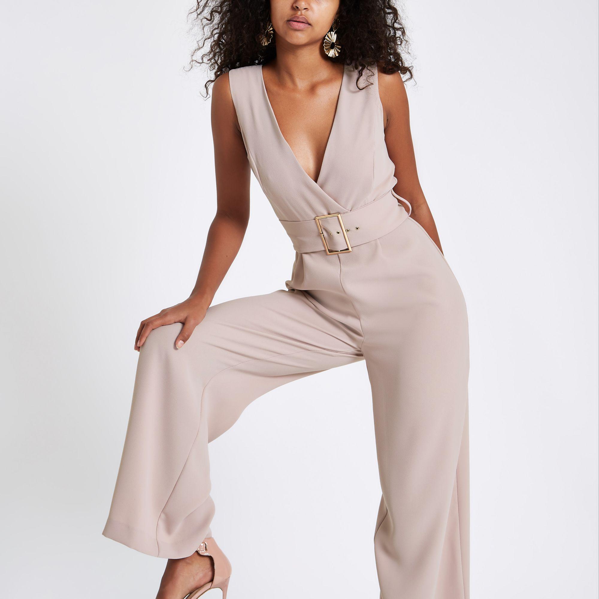 wide leg belted jumpsuit