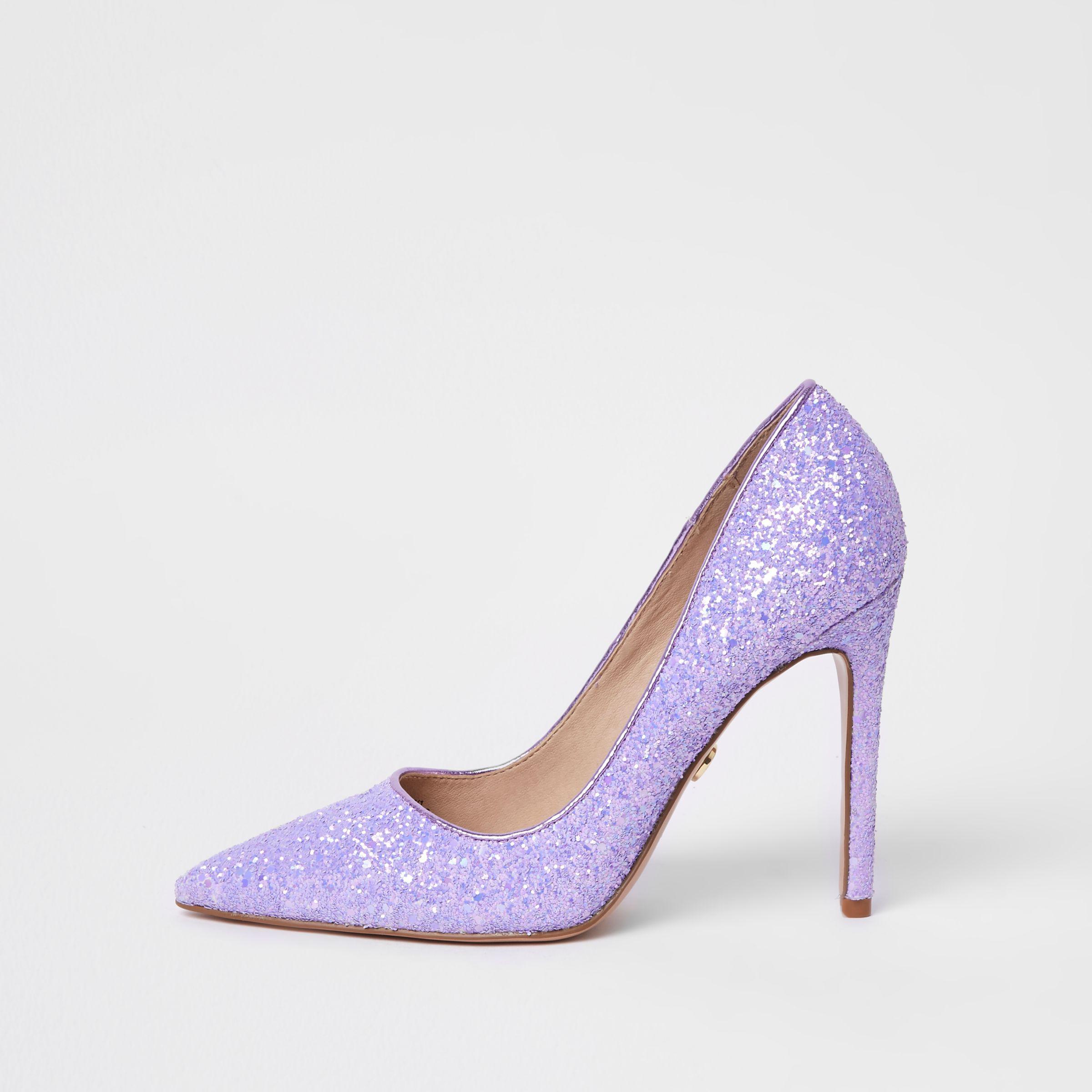 River Island Glitter Court Shoes in 