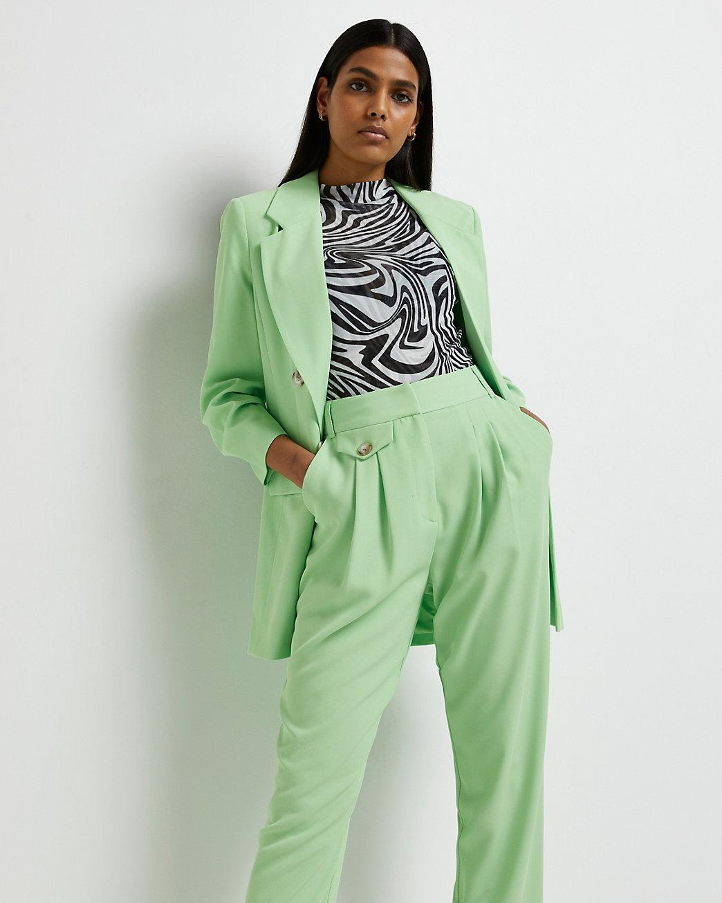 River Island Green Pleated Tapered 