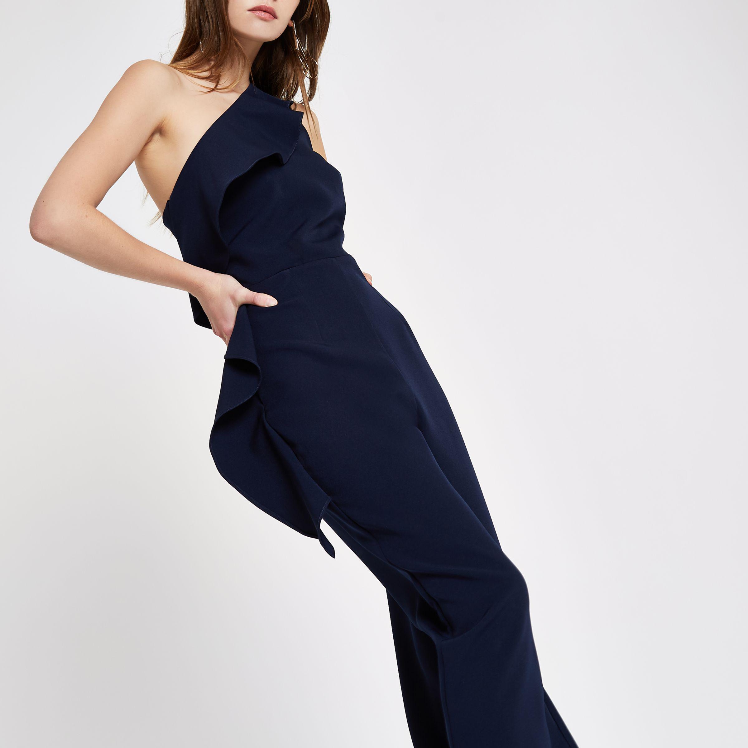 navy frill jumpsuit