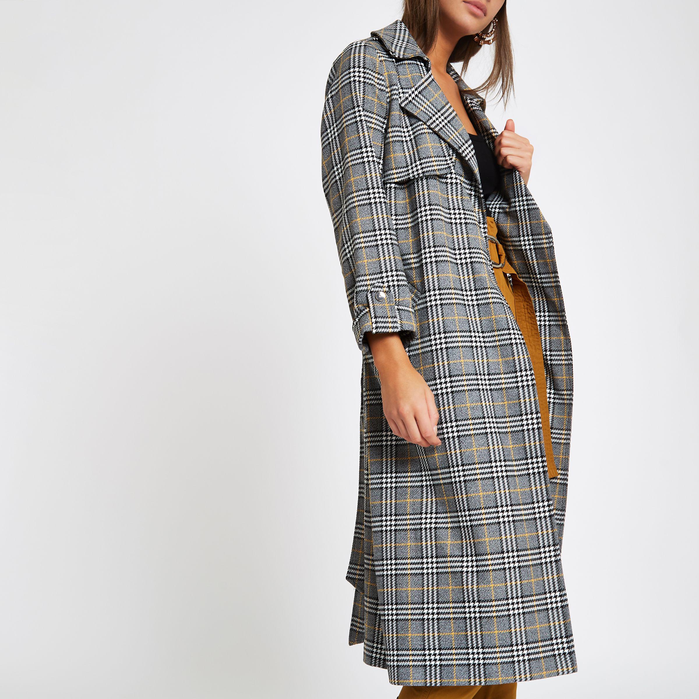 river island checked coat