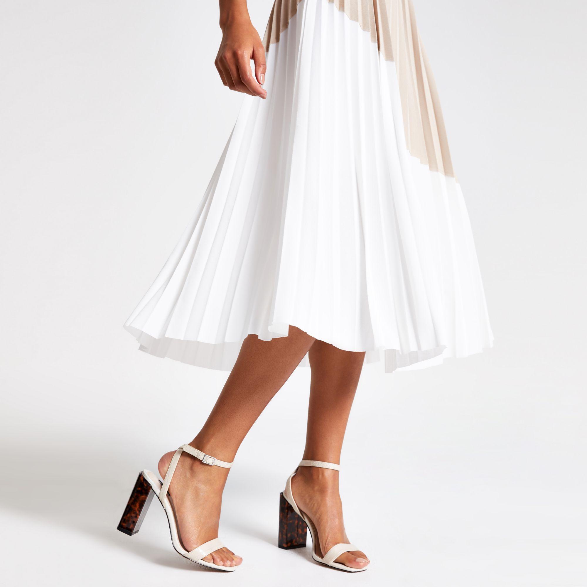 asos scuba bardot colourblock pleated midi dress