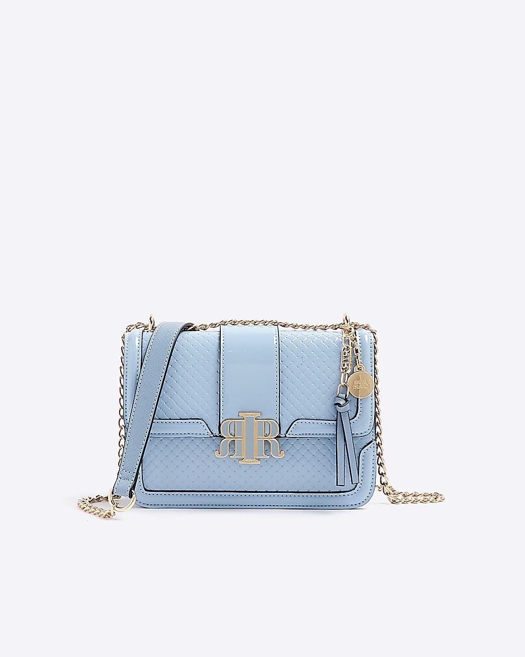 River Island Blue Embossed Woven Satchel Bag Lyst