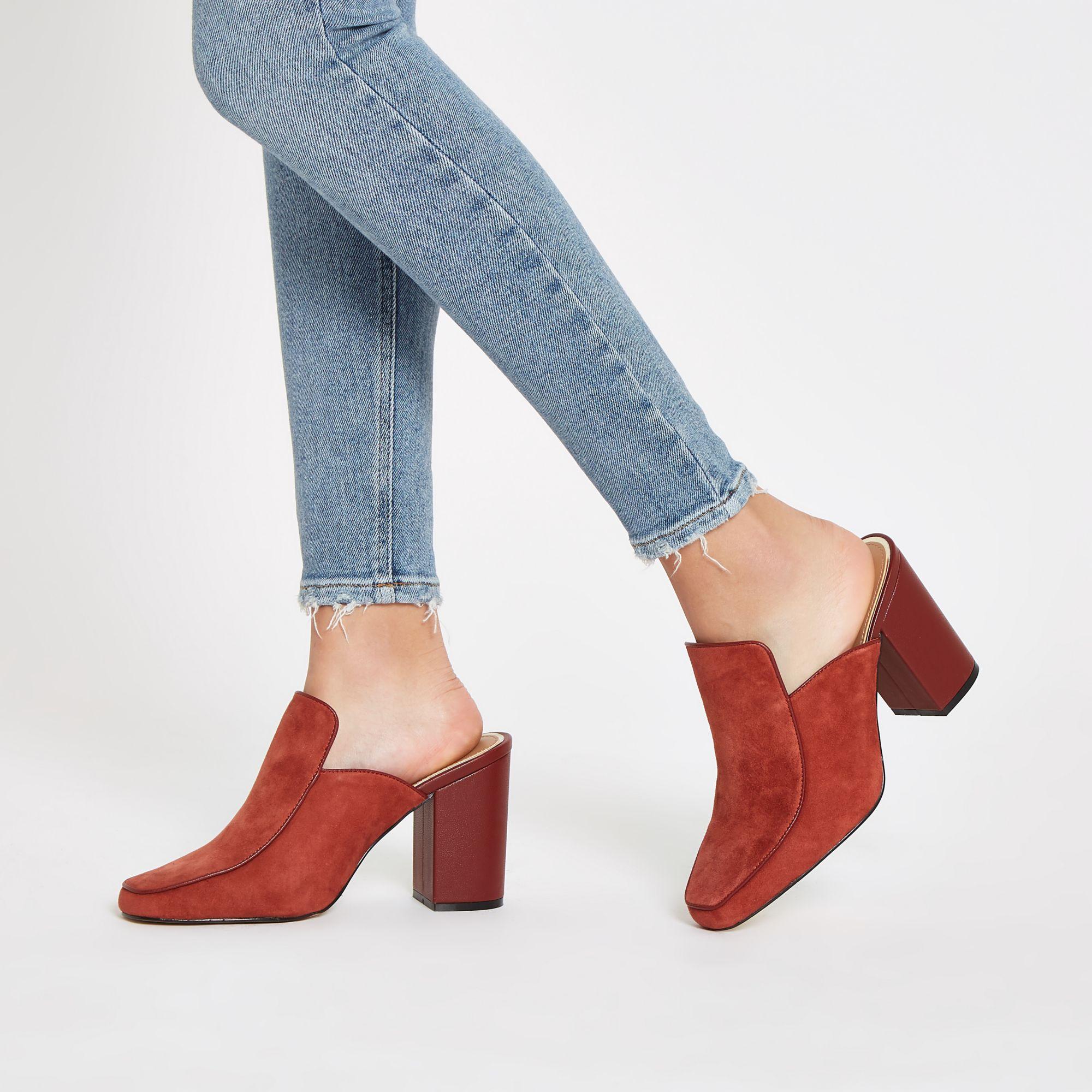 wide fit heeled mule