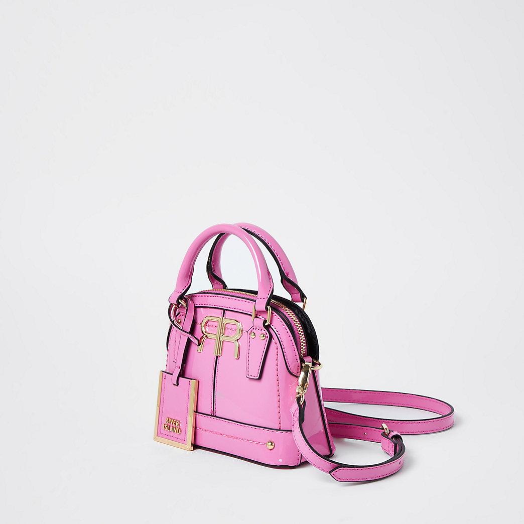 River Island Pink Patent Ri Mini Tote Bag | Lyst