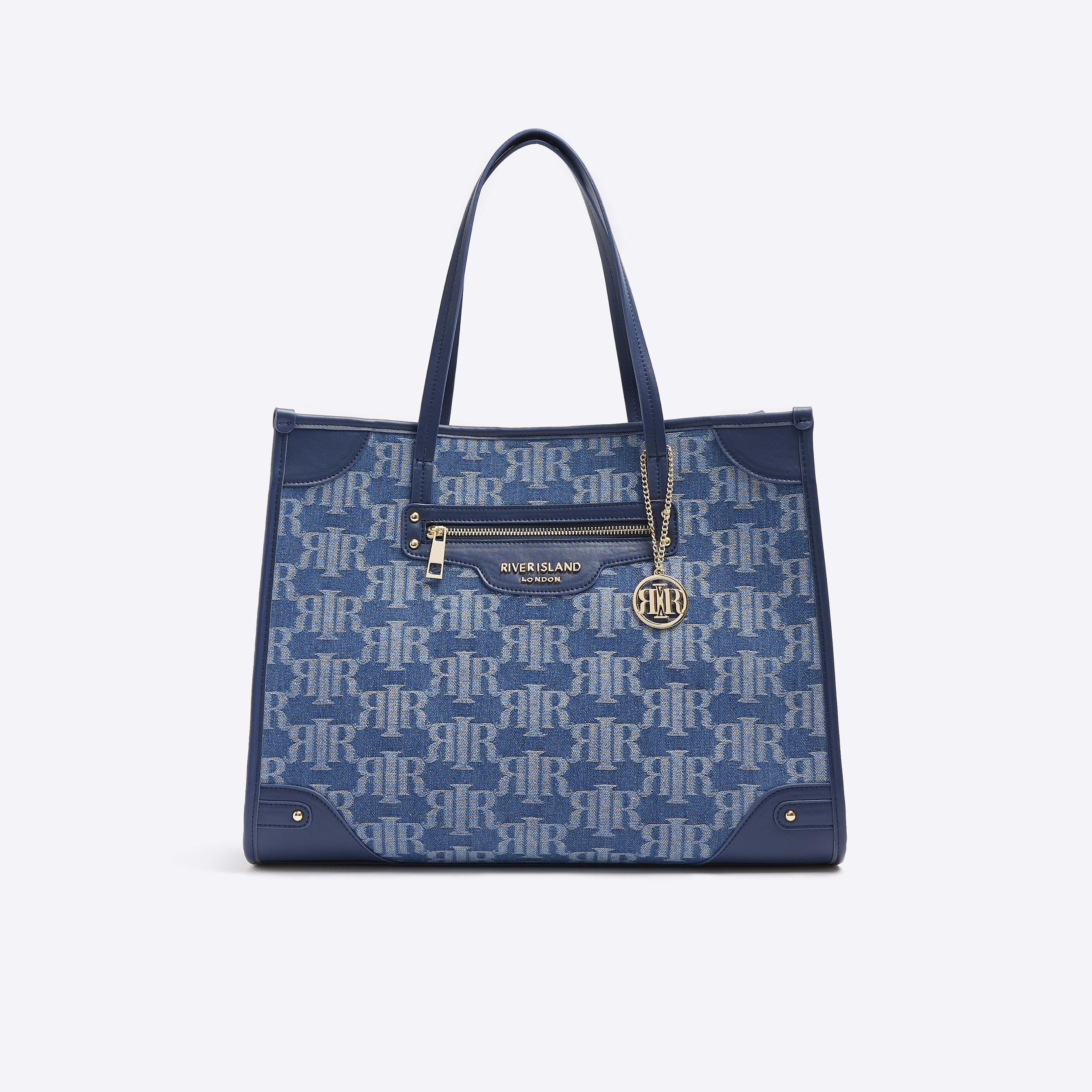 River Island Denim Shopper Monogram Bag in Blue Lyst Australia