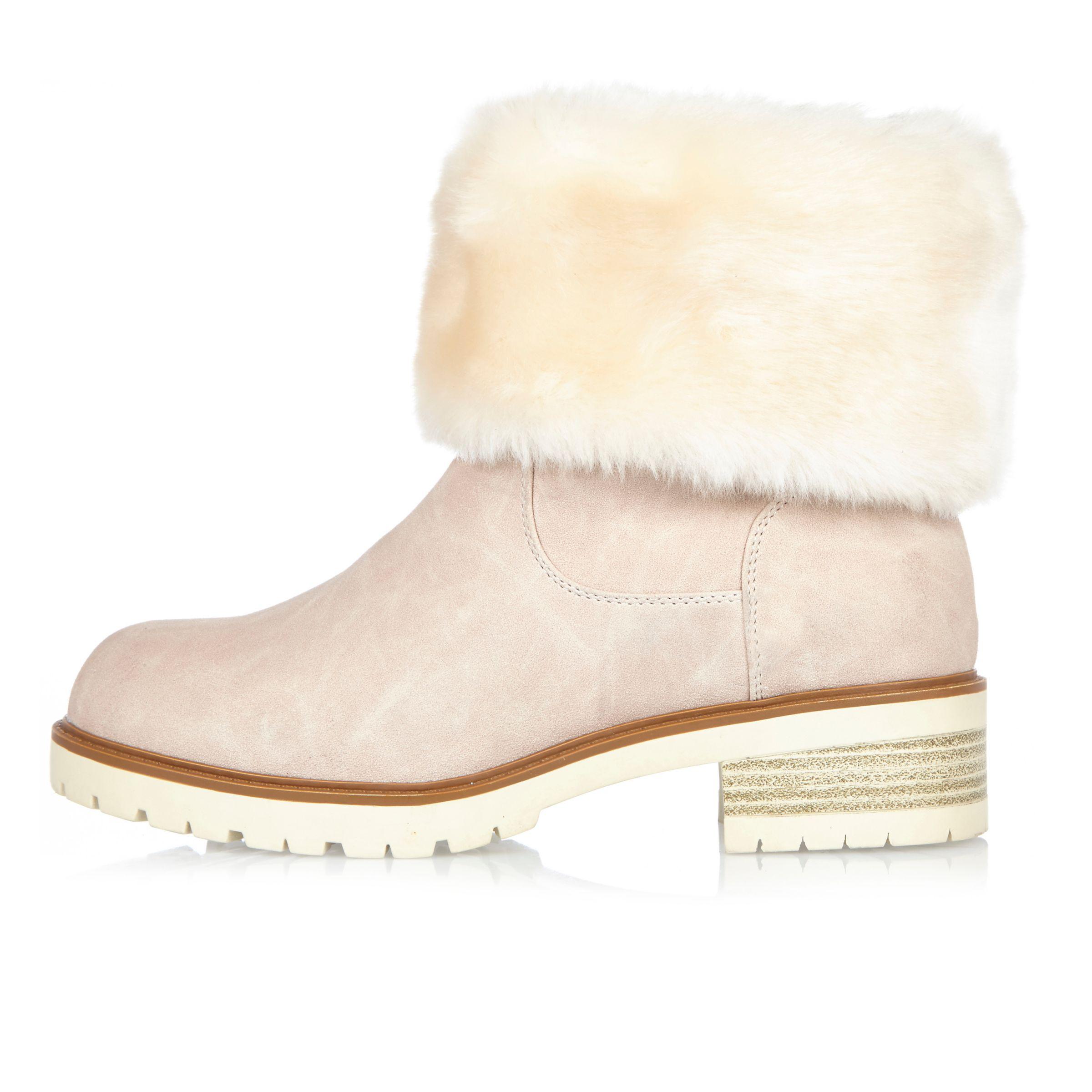 light pink fur boots