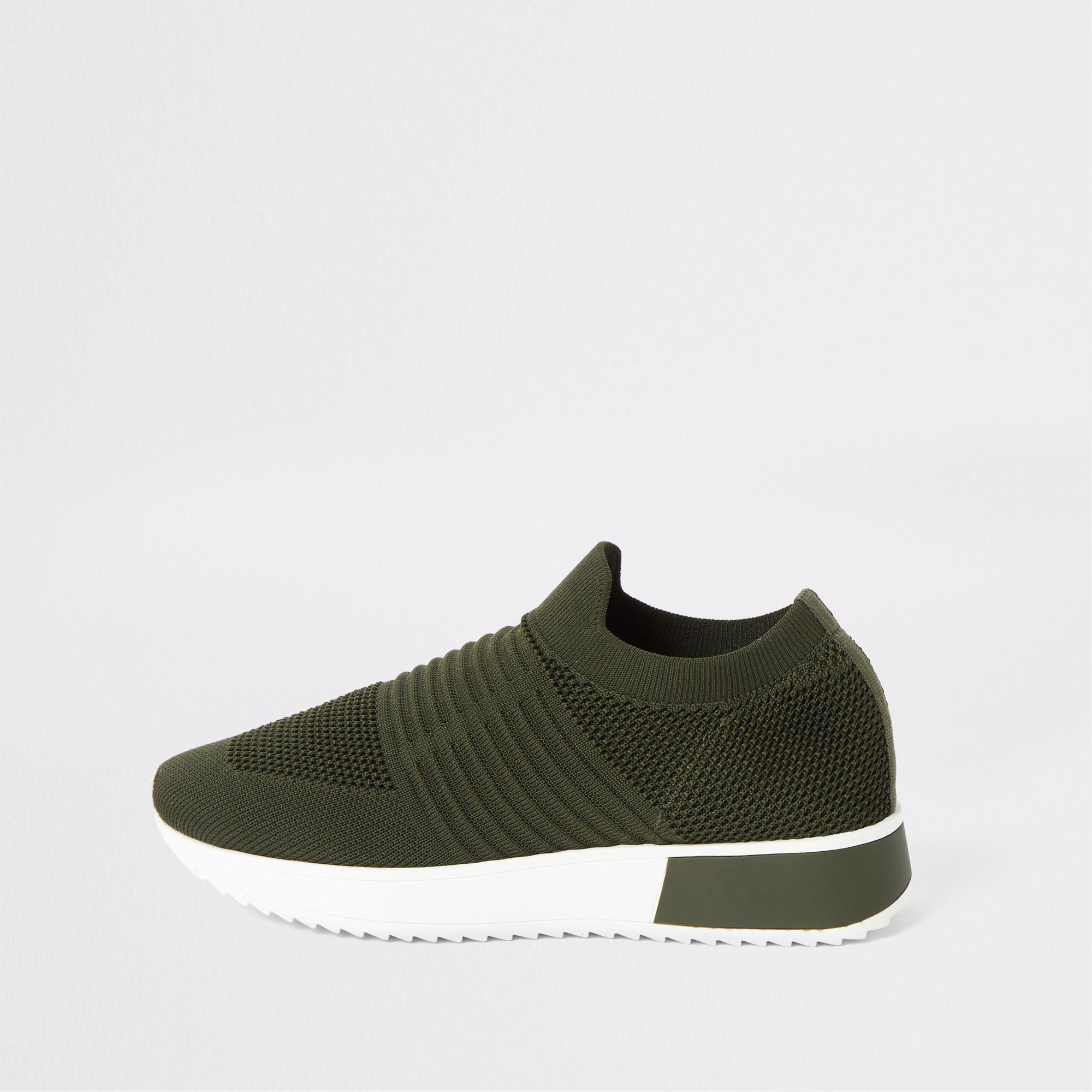 River island black shop knit runner trainers