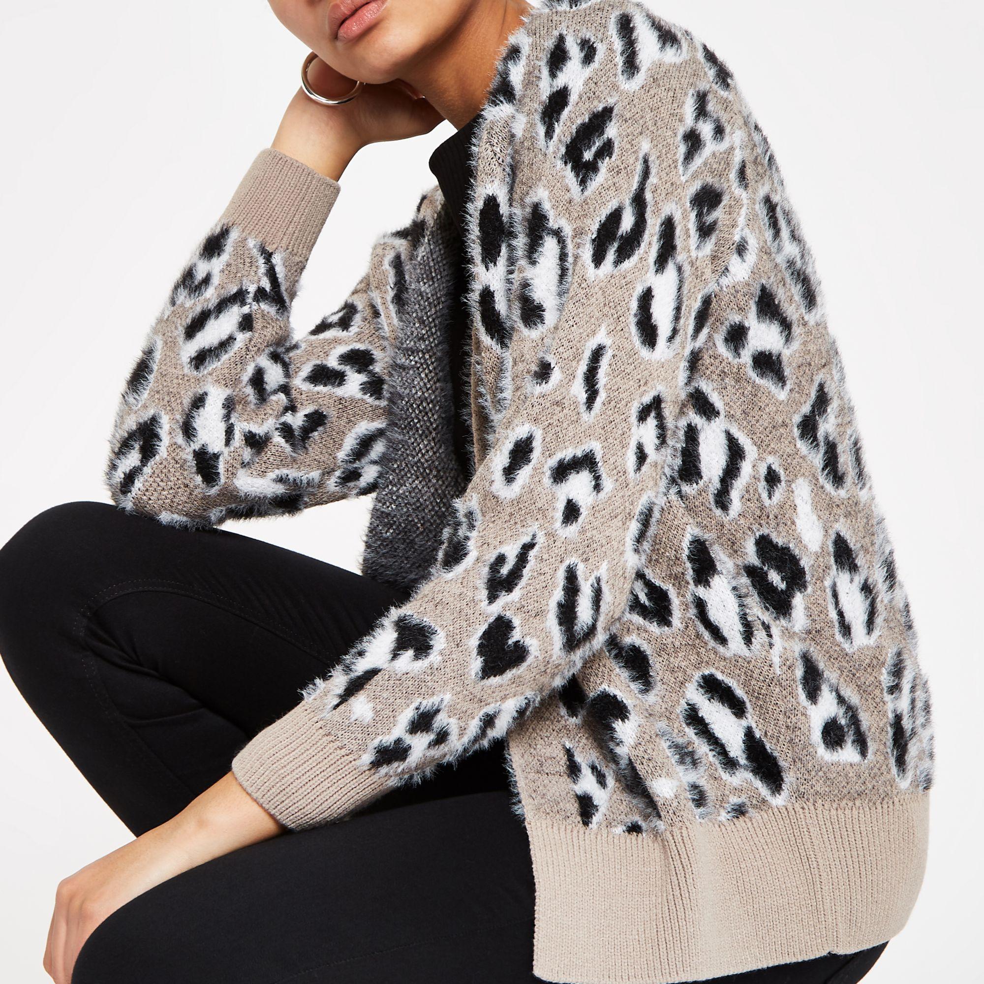 leopard print fluffy cardigan