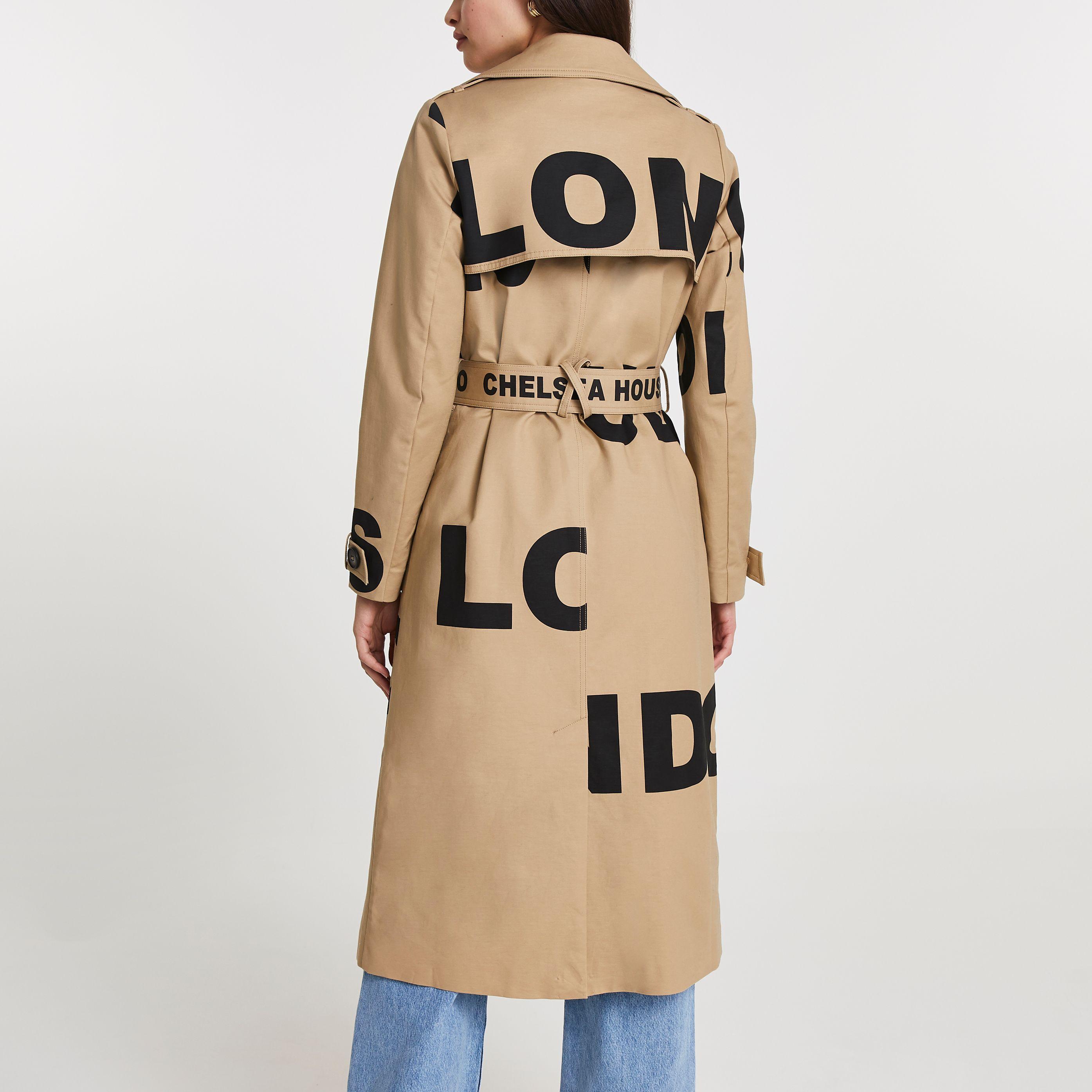 River island store slogan coat
