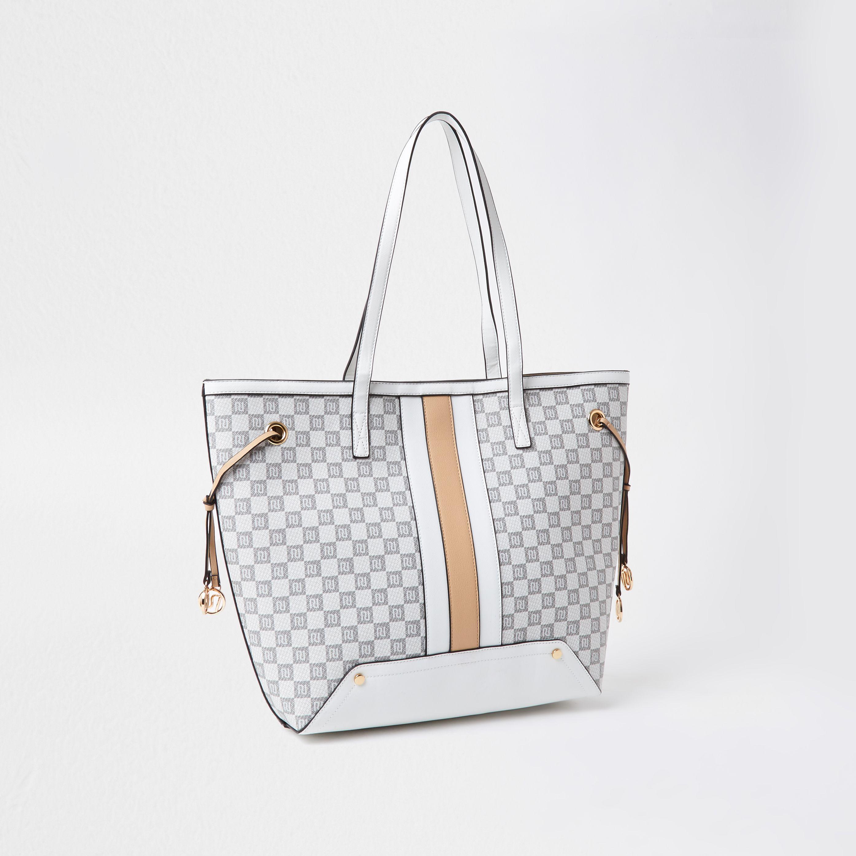 river island grey monogram bolsa