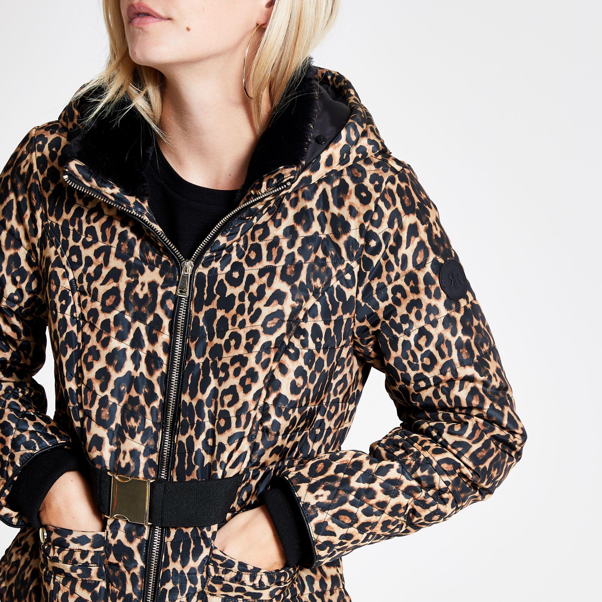 river island leopard coat