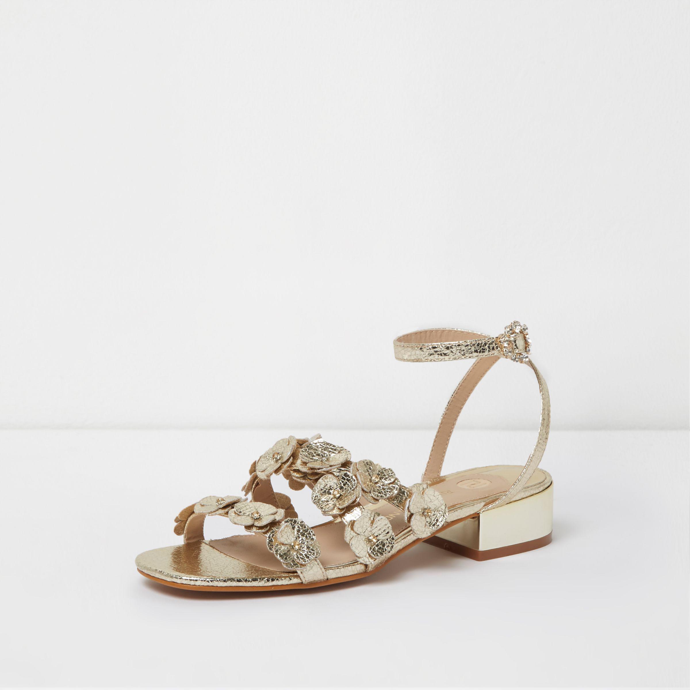 gold flower sandals
