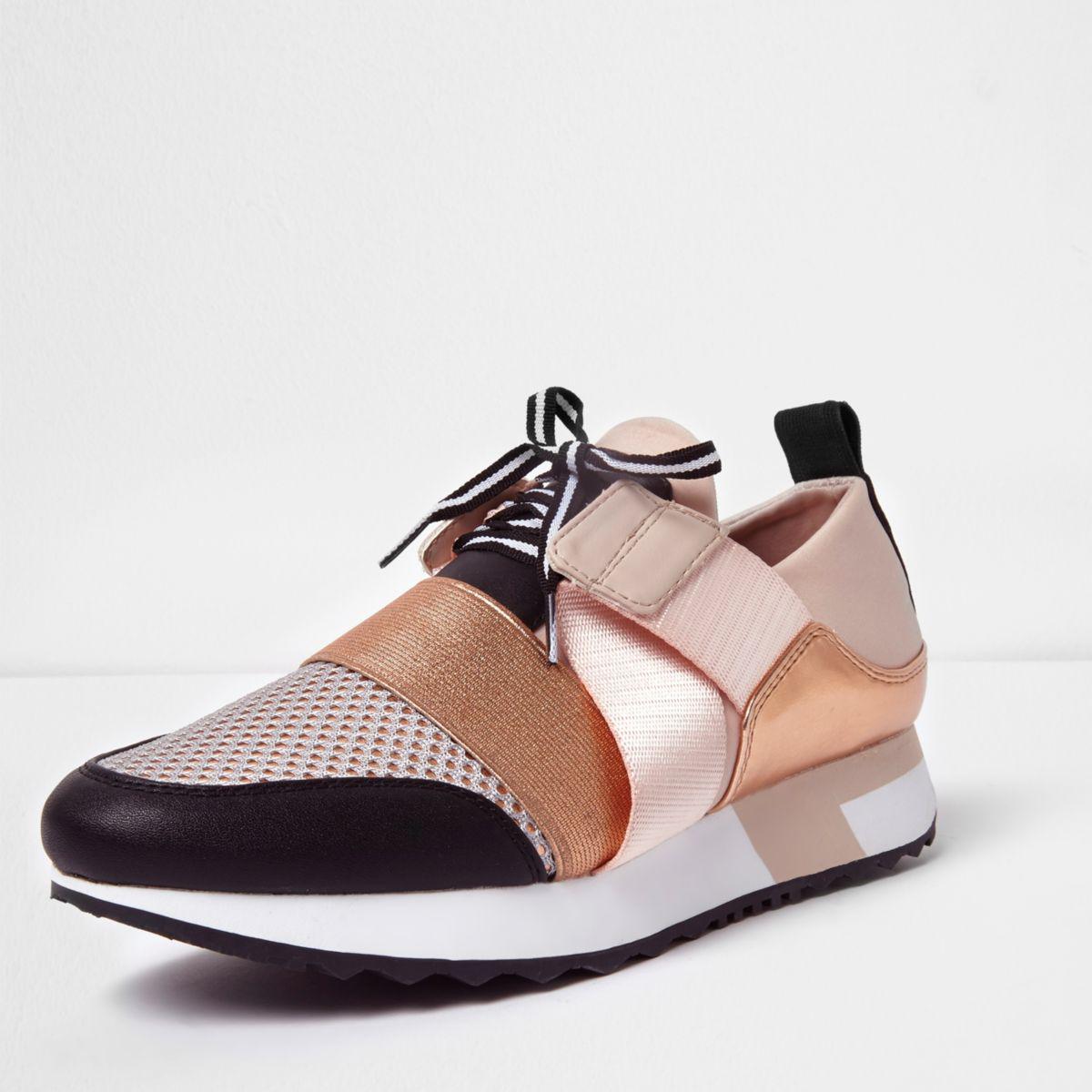 river island black and gold trainers