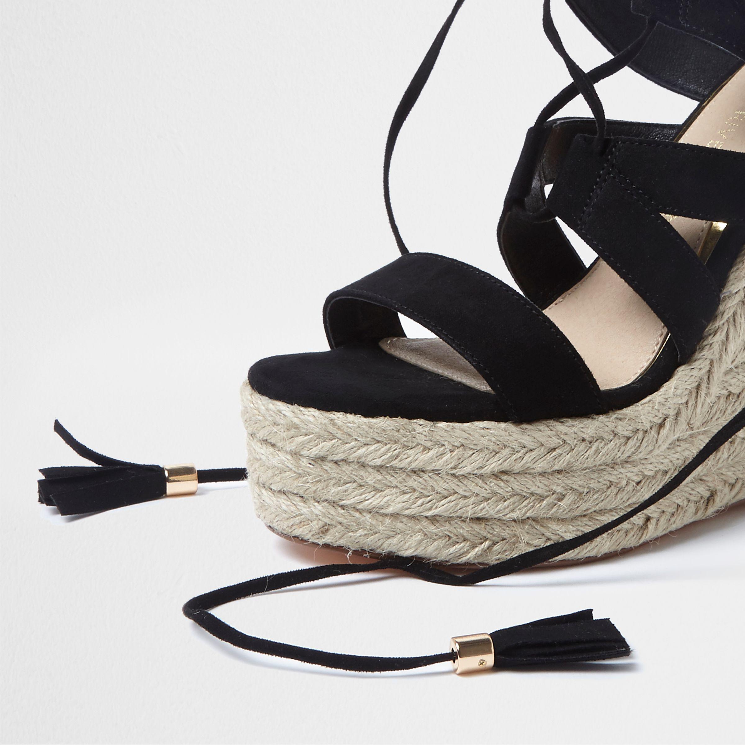 black wedge trainers river island