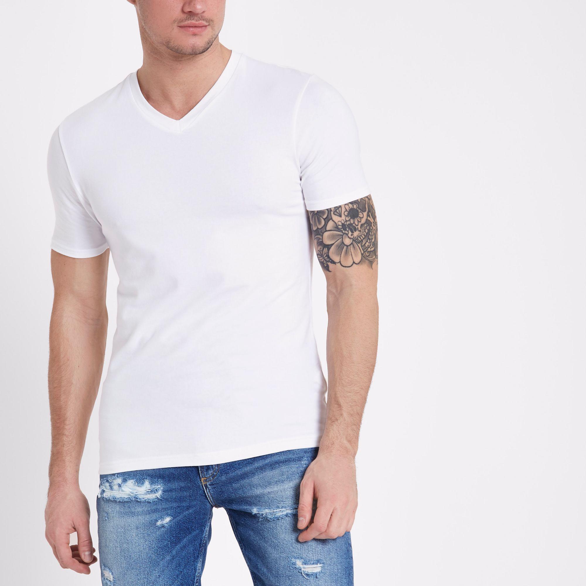 muscle fit v neck t shirt