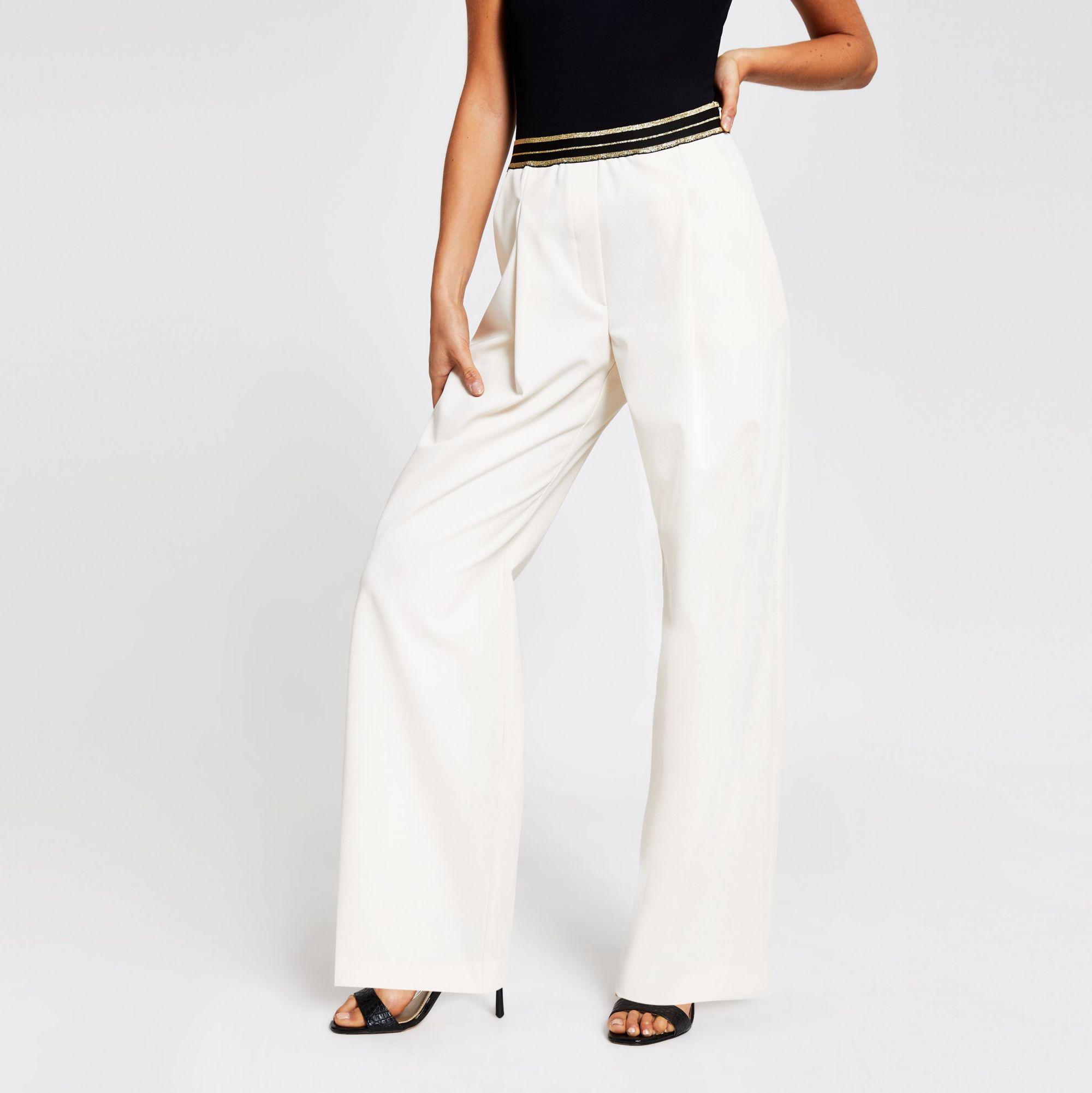 River Island Synthetic Wide Leg Trousers - Lyst