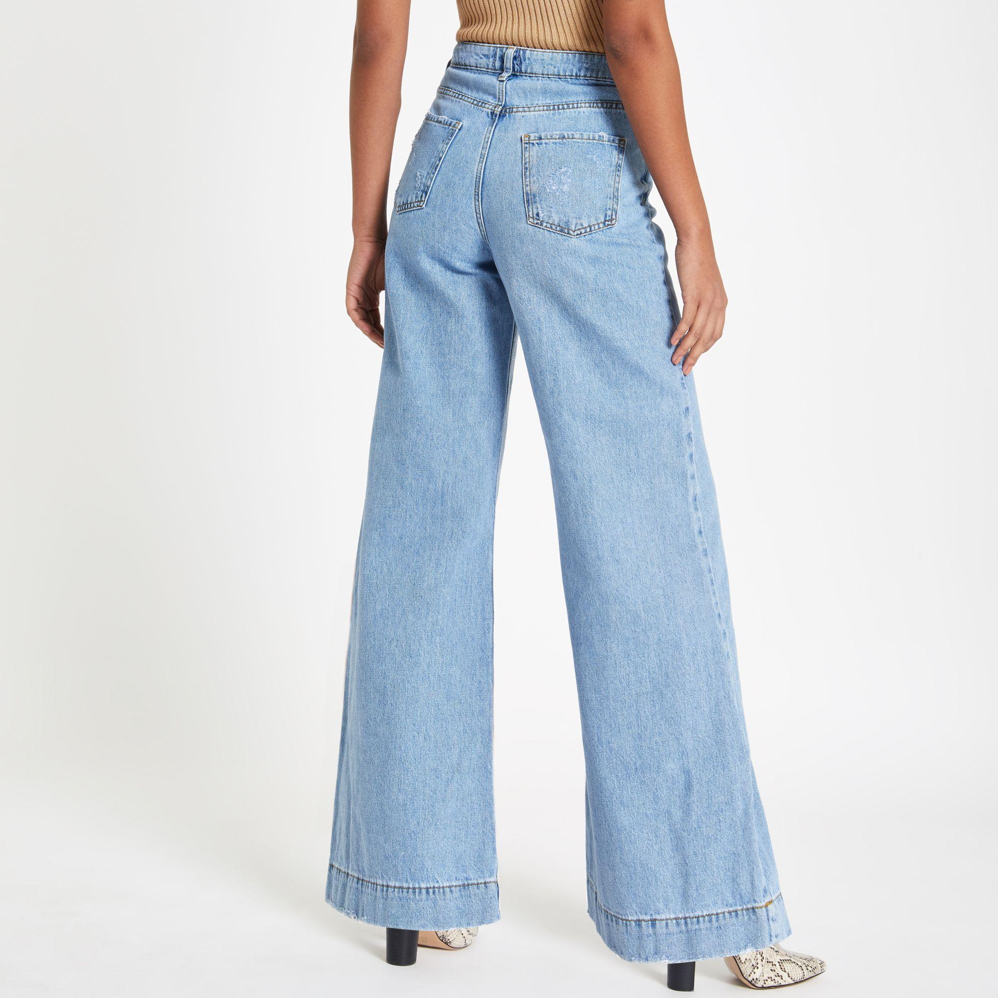 river island wide leg jeans in light blue