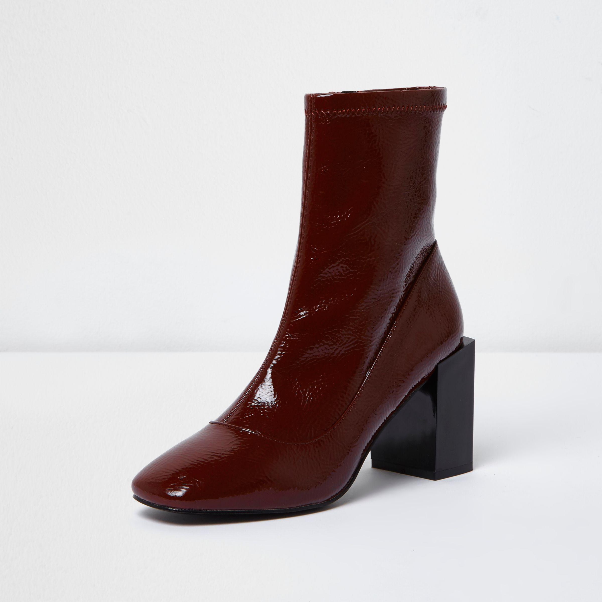 Dark red patent boots Clearance