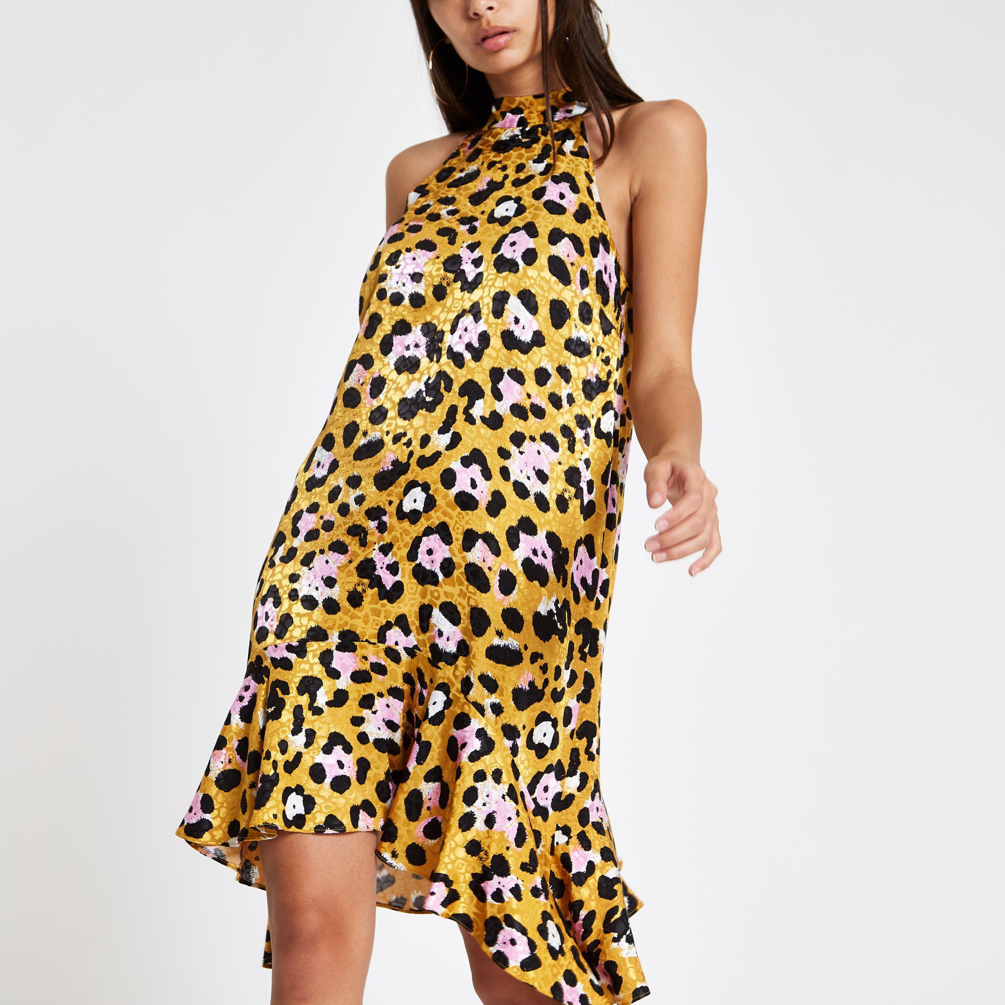 river island yellow leopard dress