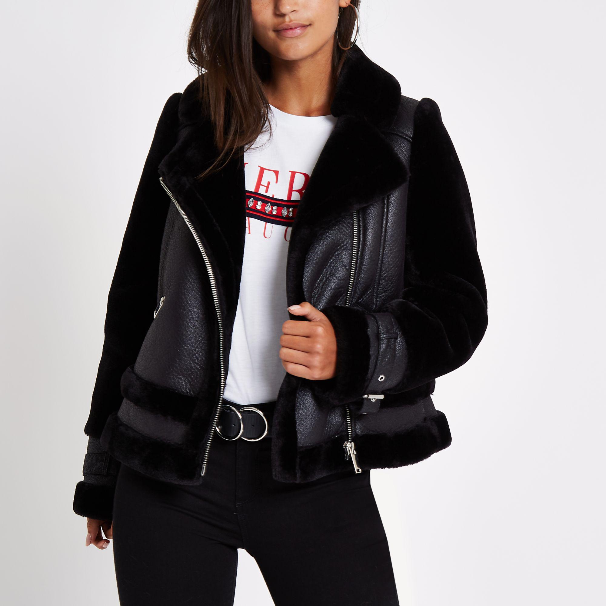 River Island Petite Black Faux Fur 