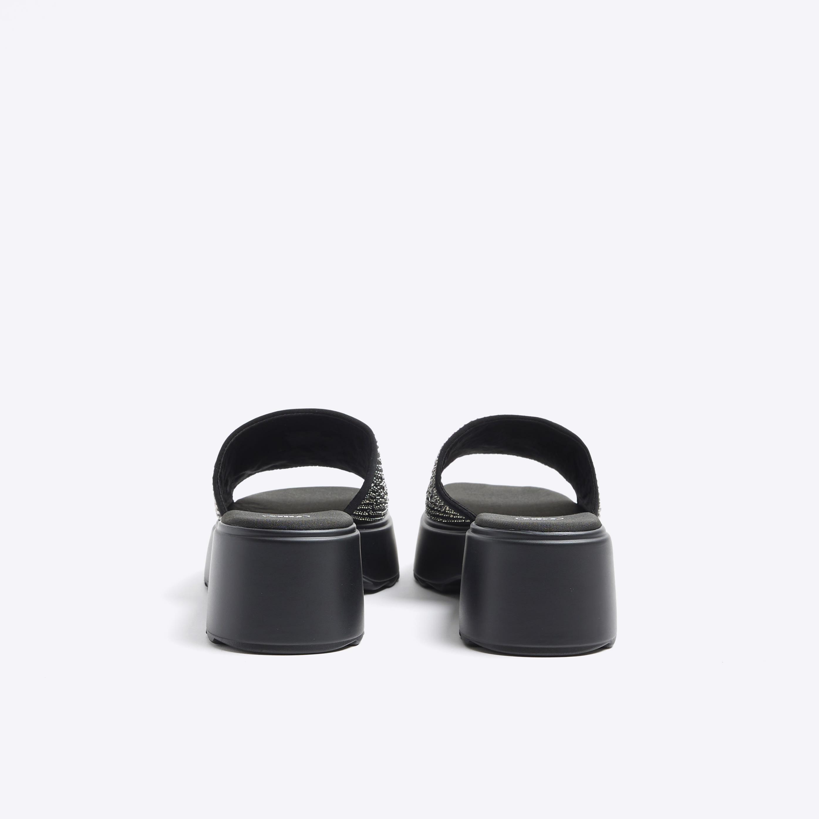 River Island Black Embellished Mule Flatforms Lyst UK