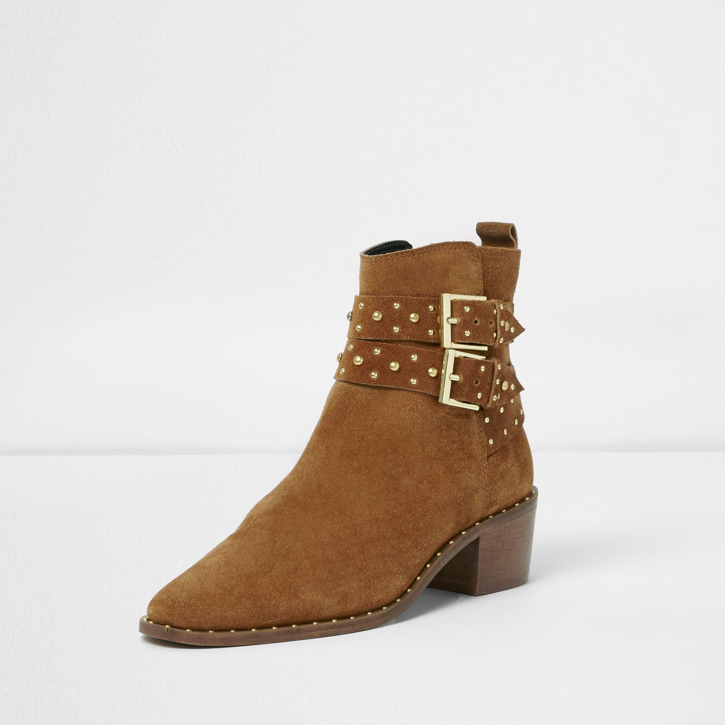 River Island Suede Tan Double Buckle 