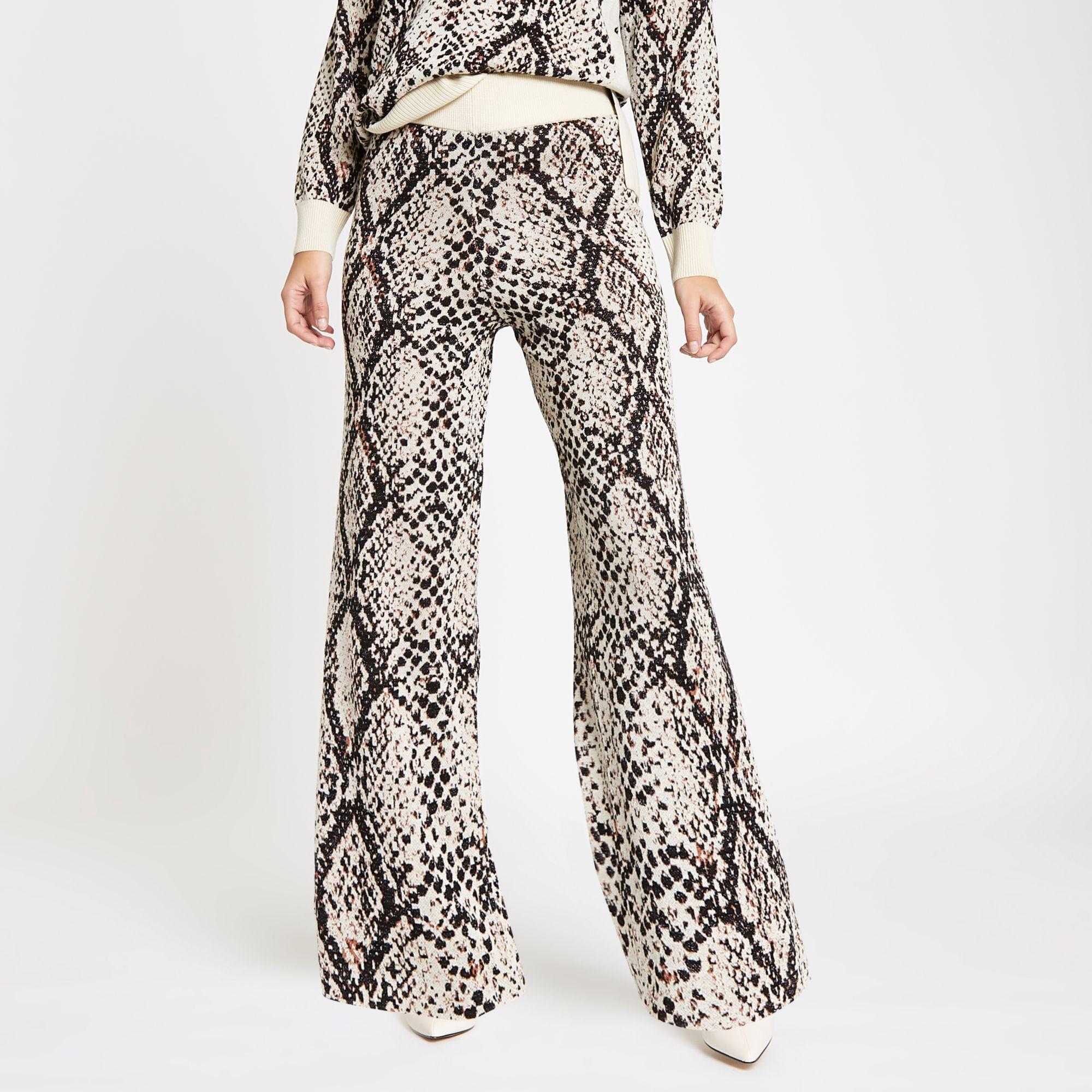 snake print straight leg trousers