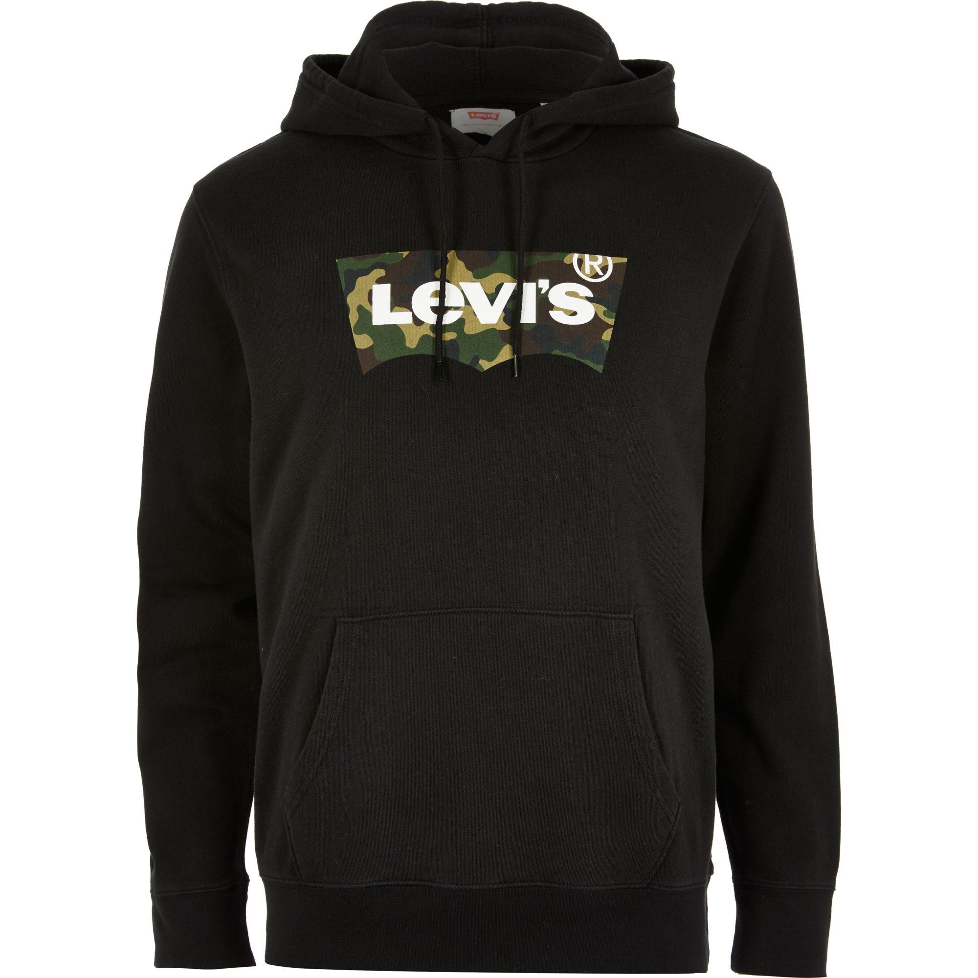 Levi's Cotton River Island Camo Logo Print Hoodie in Black for Men - Lyst