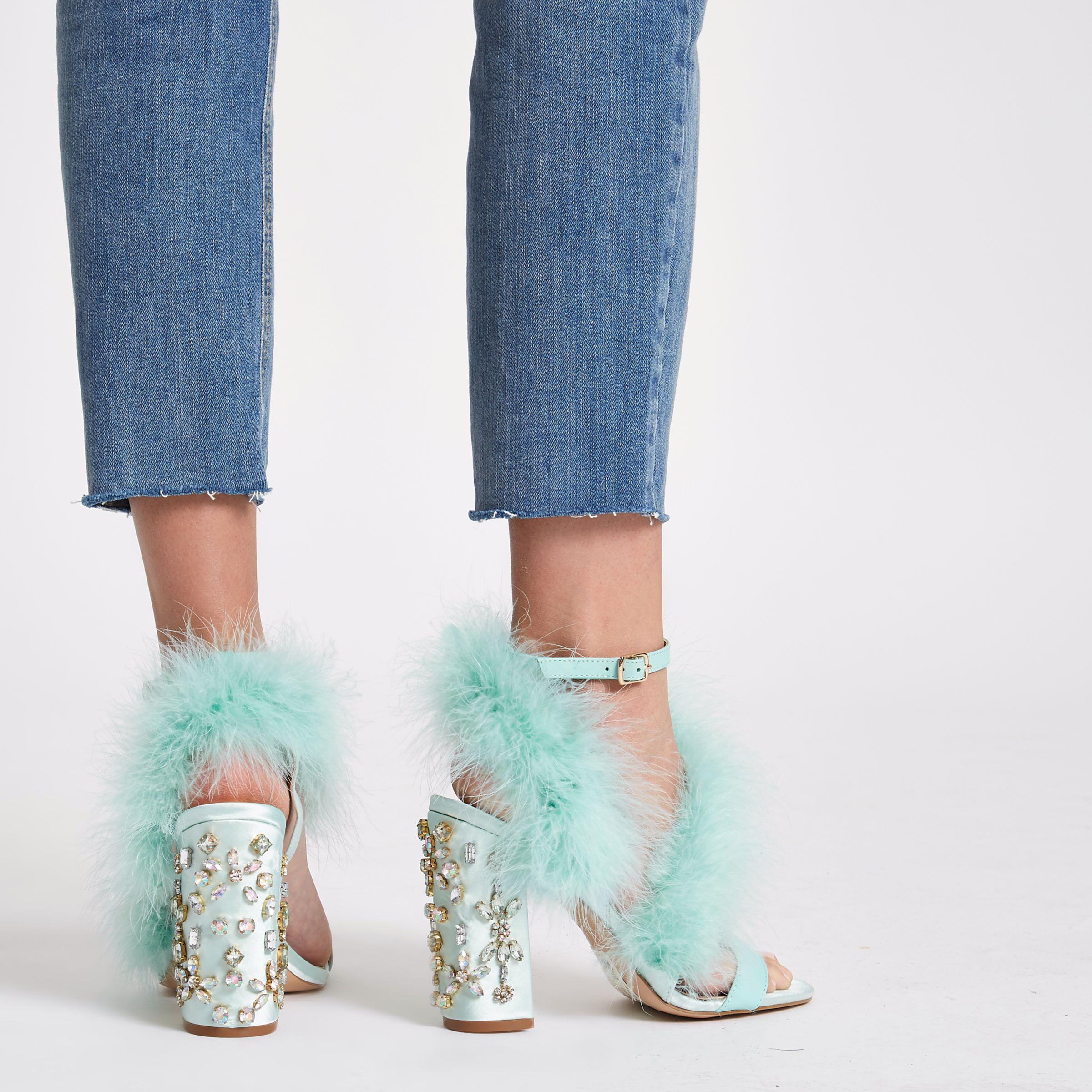 turquoise block heel shoes