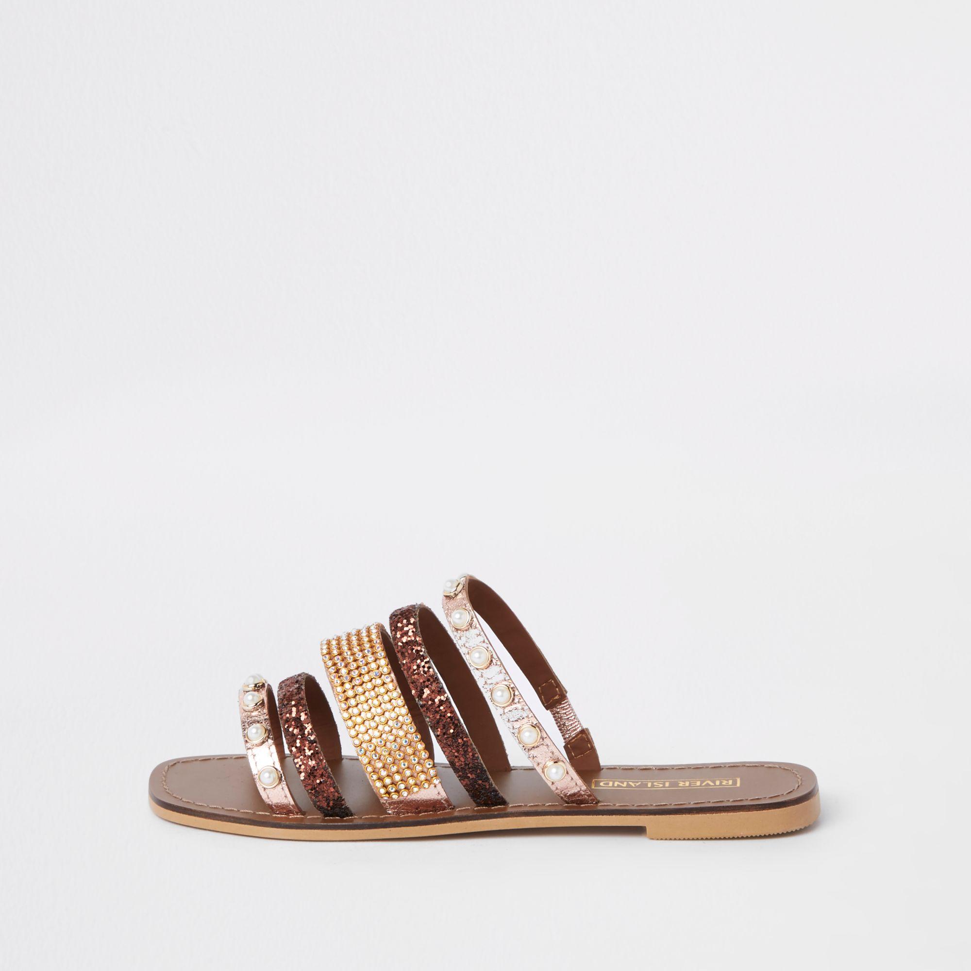 river island brown back strap sandals