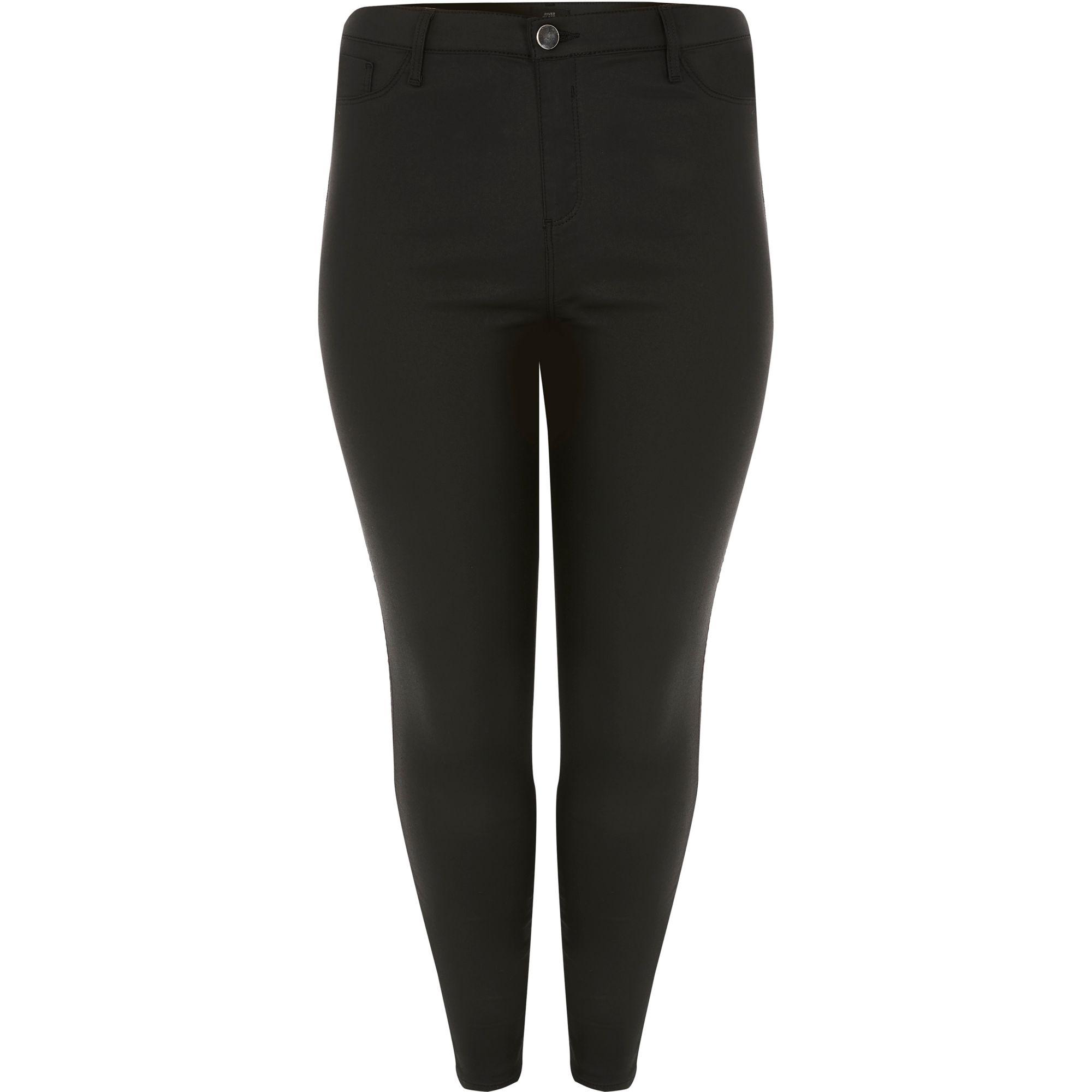 River Island Denim Plus Molly Coated jeggings in Black Lyst