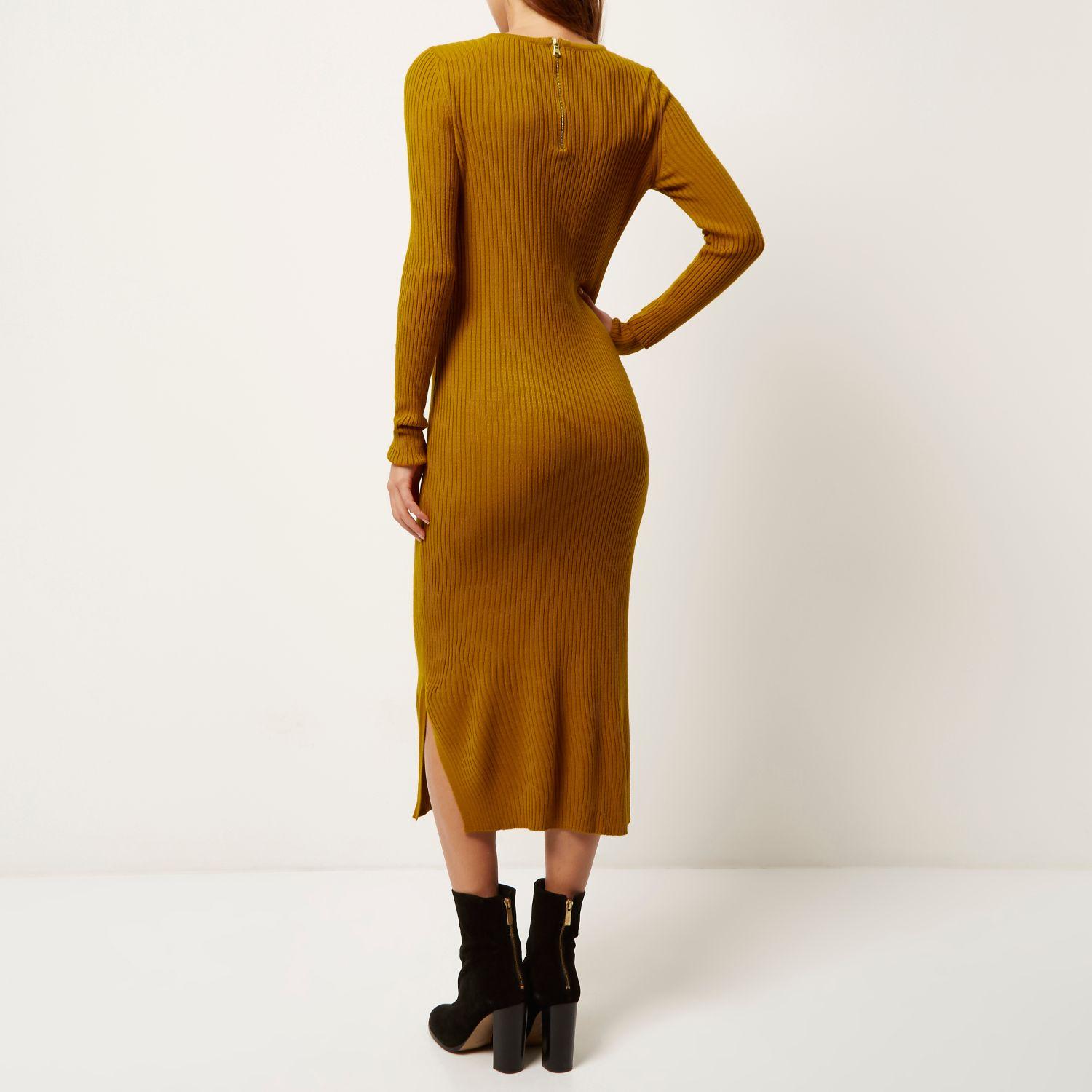 river island mustard dress