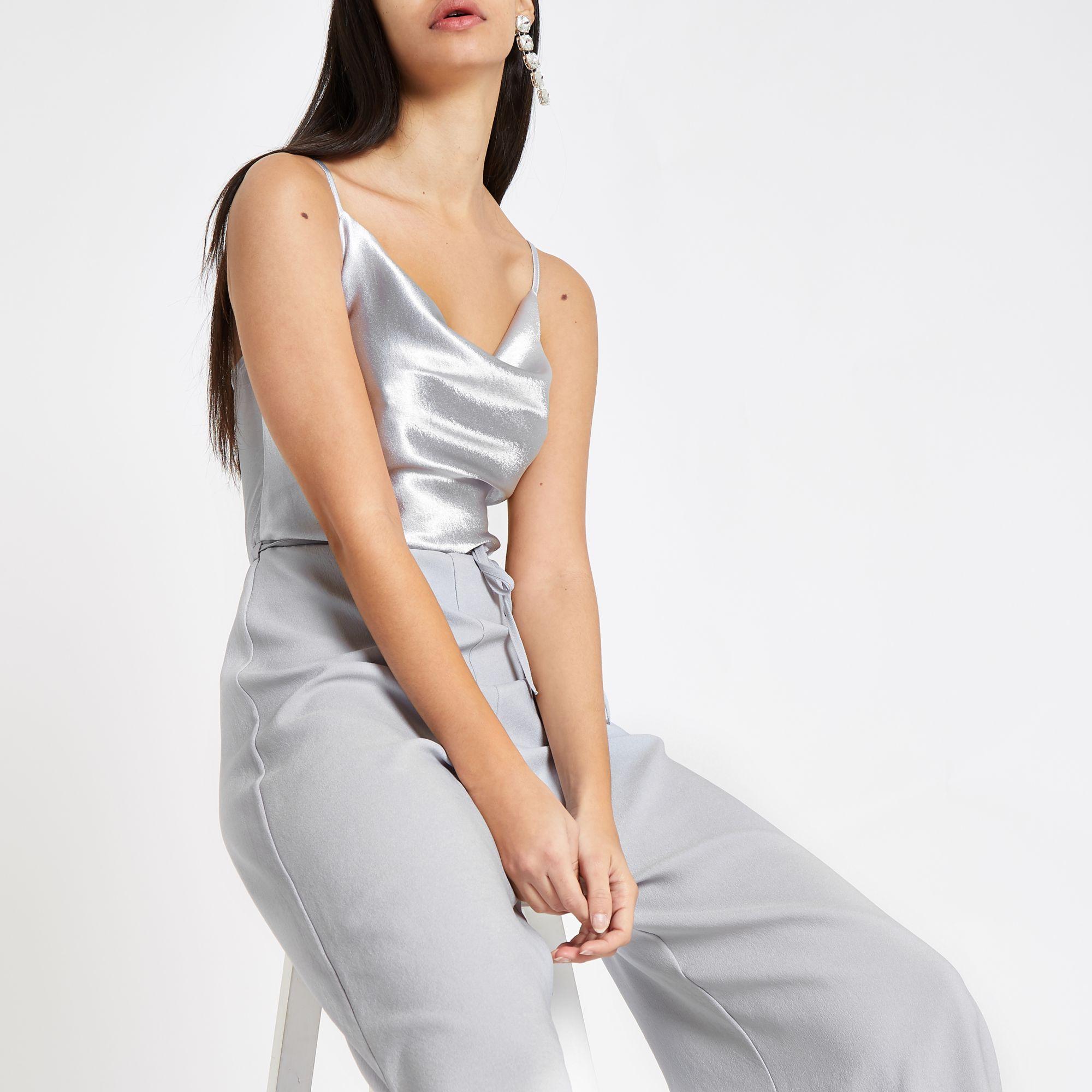 river island silver jumpsuit