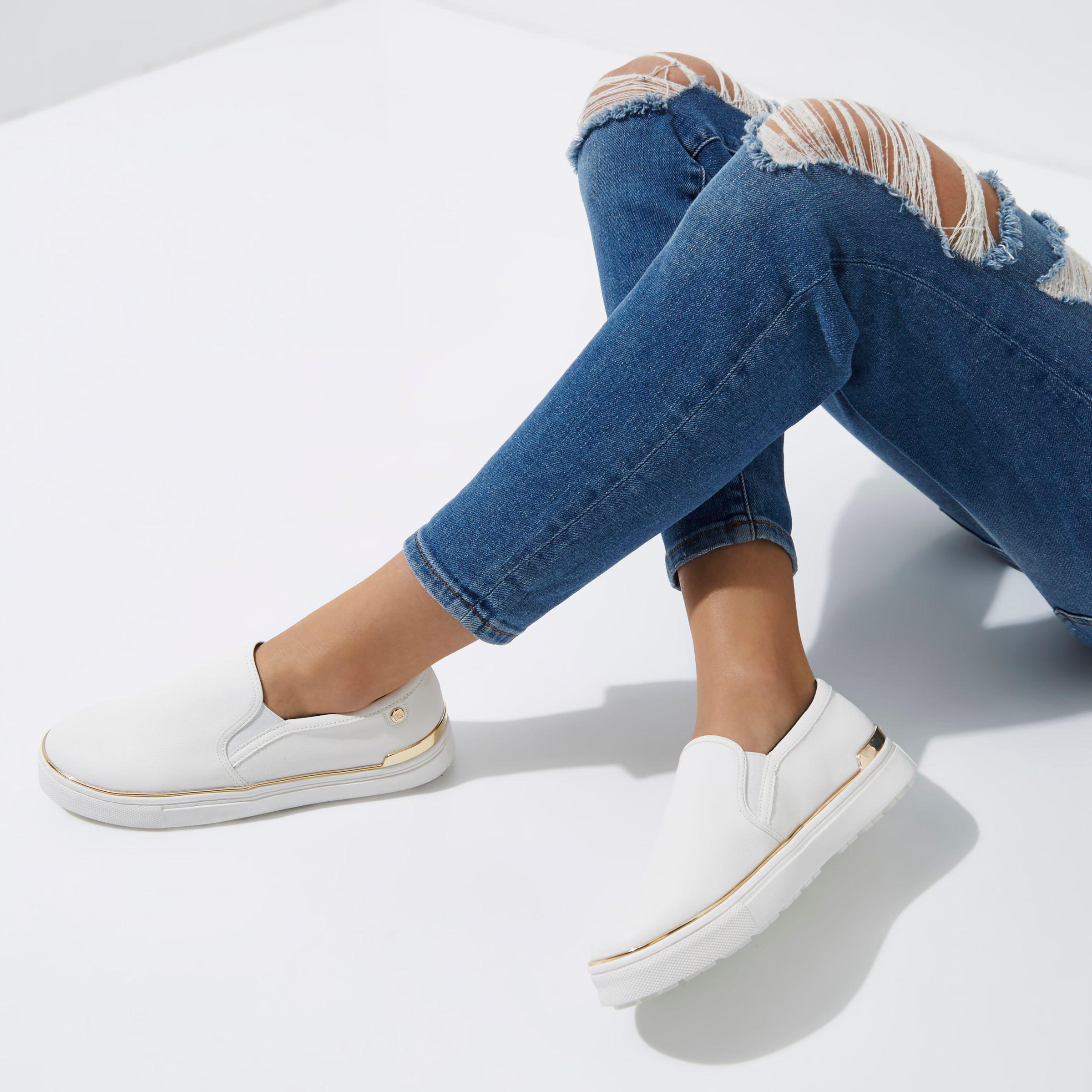 River Island White Slip On Plimsolls | Lyst UK