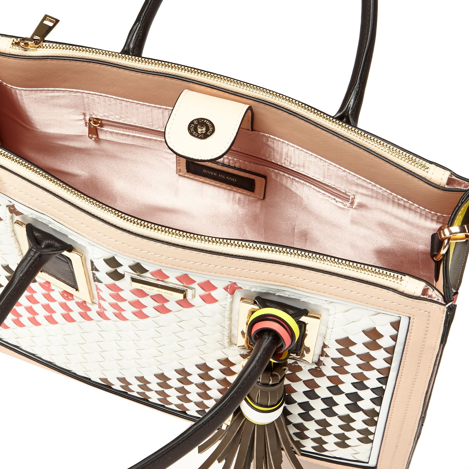 River Island Light Pink Woven Tote Handbag Lyst