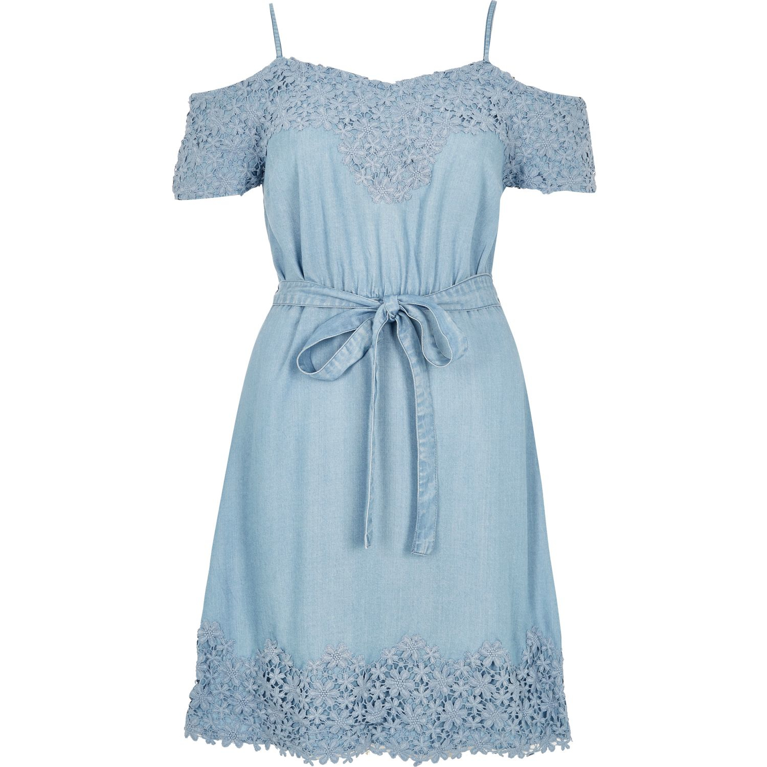 light blue cold shoulder dress